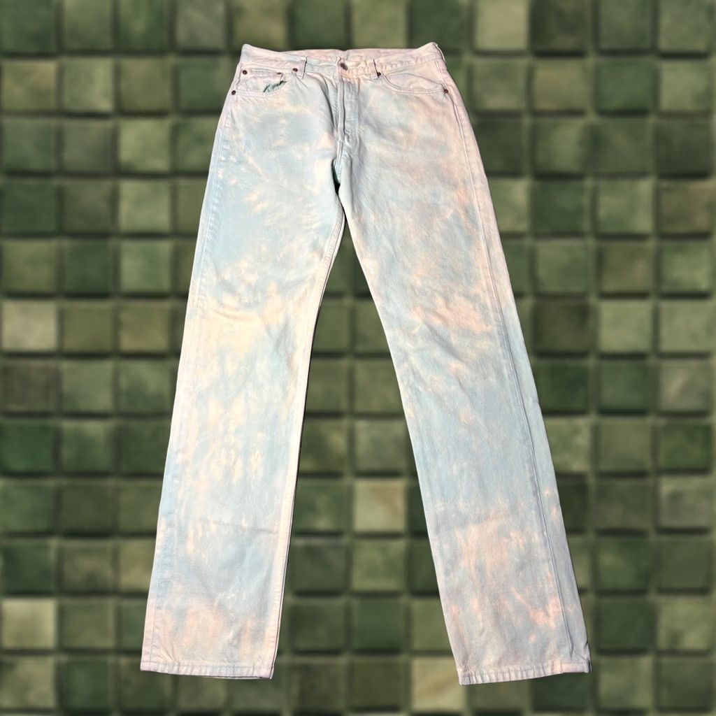 Levi's VINTAGE Levi's 501 Jeans Men Regular 32x35 Denim Blue Acid Wash Straight Leg Button Fly France Grunge 90s Logo Retro Classic Mens Size US 32 / EU 48 - 1 Thumbnail