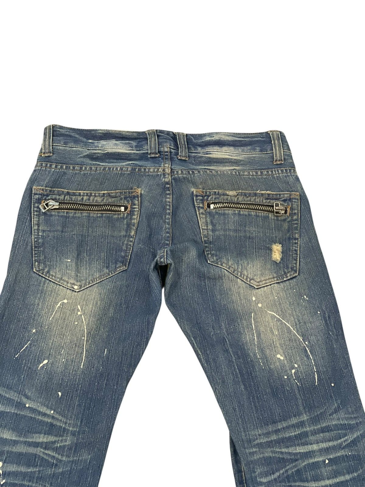 Japanese Brand Slim Jeans Root Three Faded Distress Painter 1🟦7 Size US 31 - 14 Thumbnail