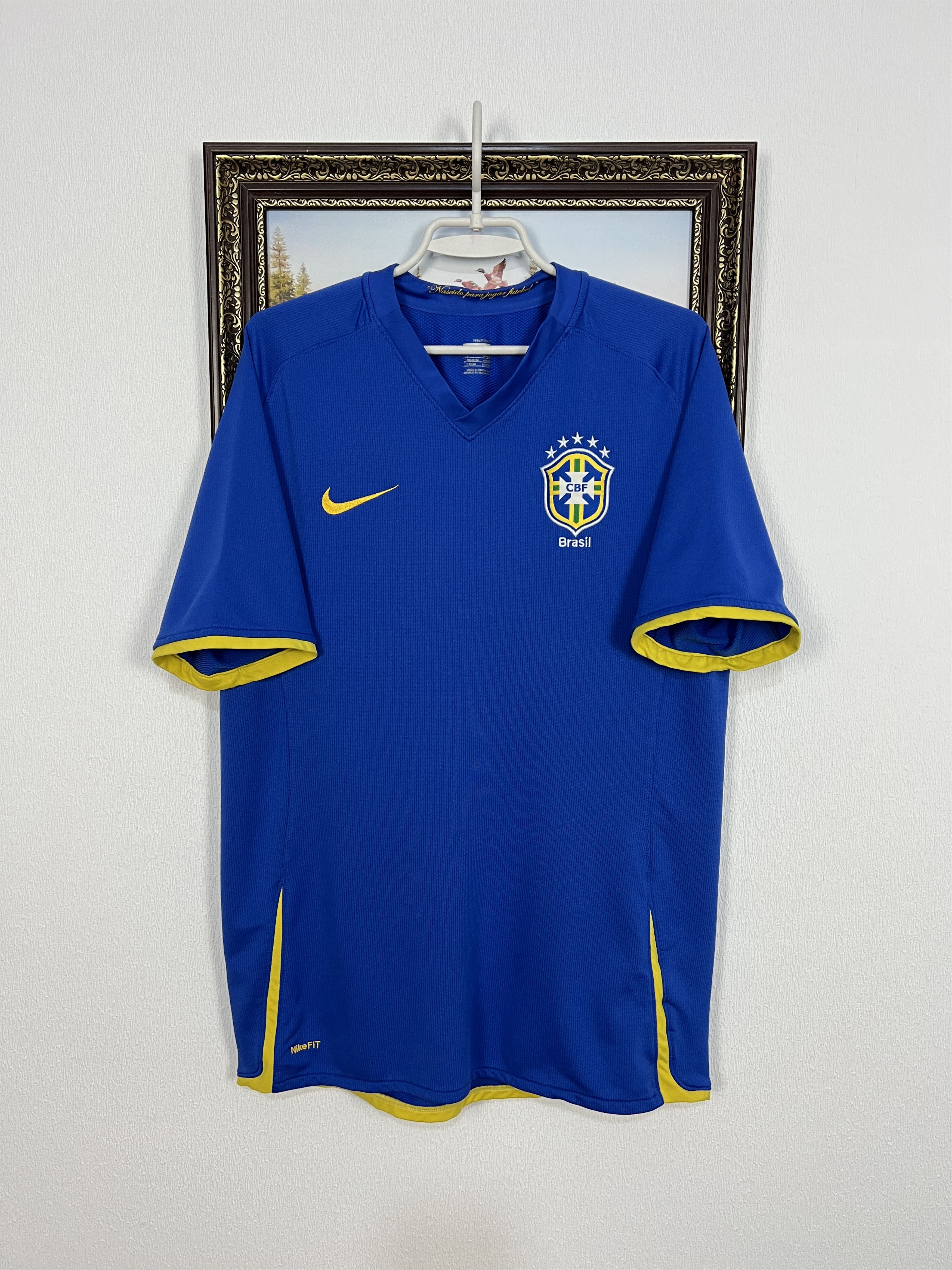 Nike Brazil Away football shirt 2008 Soccer Nike Jersey Mens Size US L / EU 52-54 / 3 - 1 Thumbnail