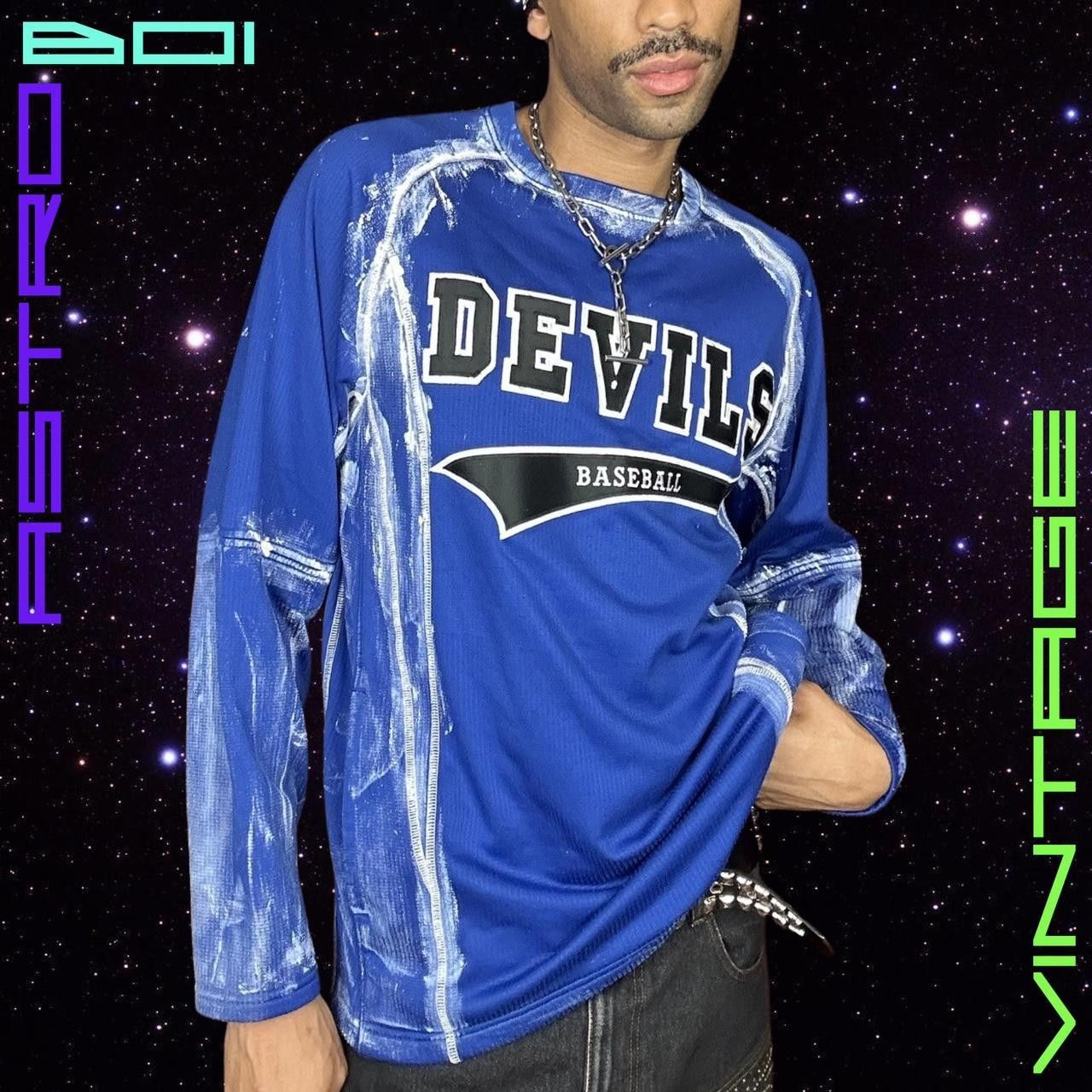 Other ASTROBOI* BLUE PAINTED OVERSIZED BASEBALL T-SHIRT _ LARGE Size US L / EU 52-54 / 3 - 1 Thumbnail