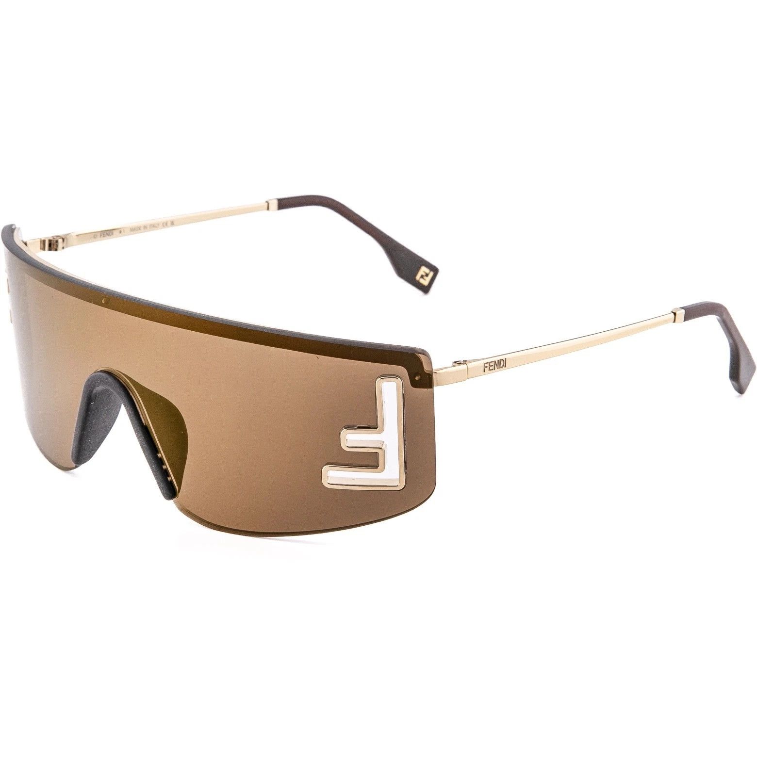 Fendi FENDI SPORT FE40168U Brown Gold Unisex Logo Wrap Mask 40168 Size ONE SIZE - 4 Thumbnail