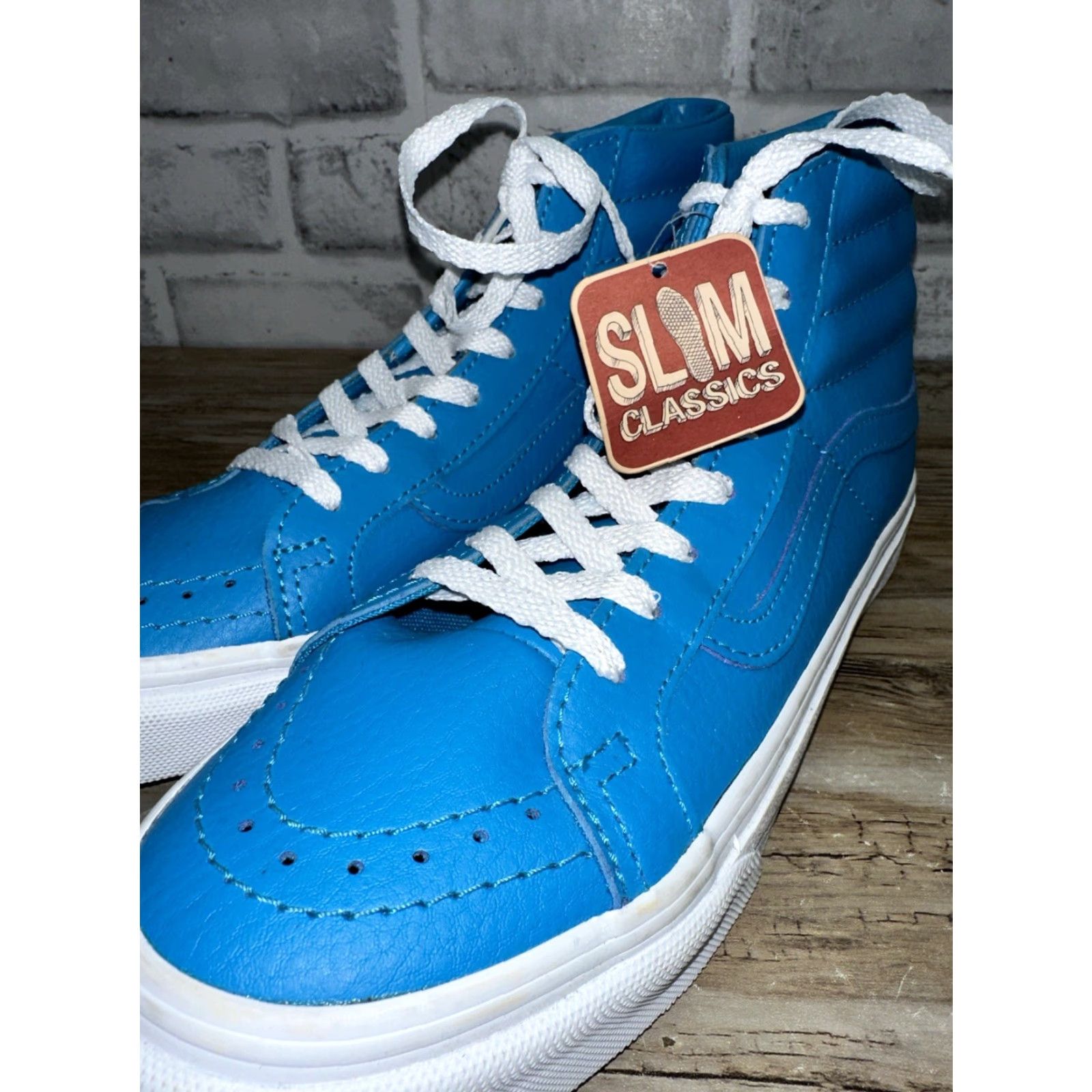 Vans VANS Slim Classics High Top Shoes Unisex Adults 5.5 7 Blue Sneaker Mens Womens Size M / US 6-8 / IT 42-44 - 3 Thumbnail