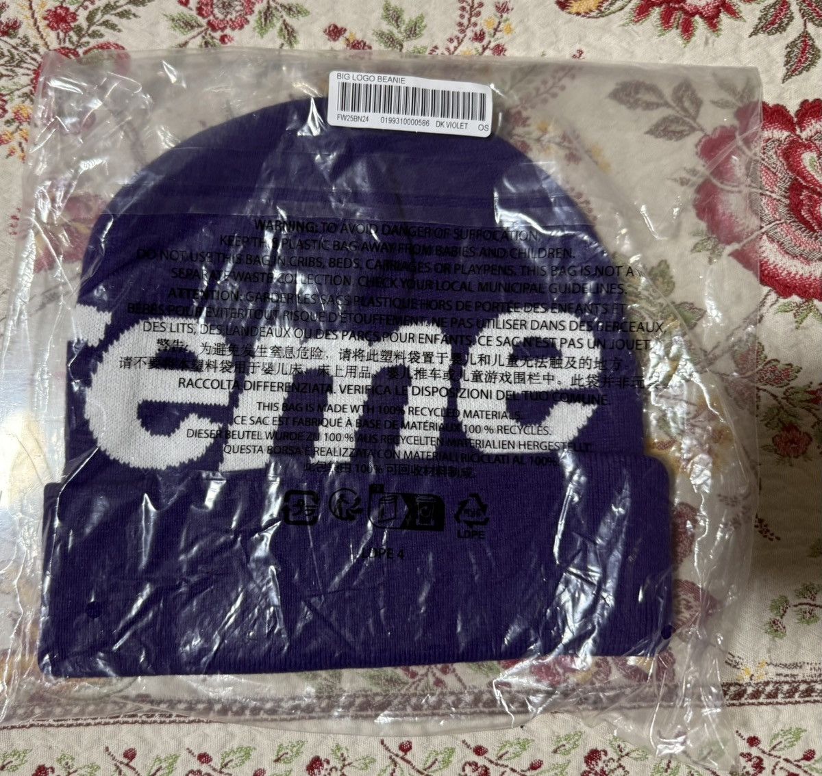 Supreme Supreme Big Logo Beanie Purple Graphic Logo FW25 Size ONE SIZE - 4 Thumbnail