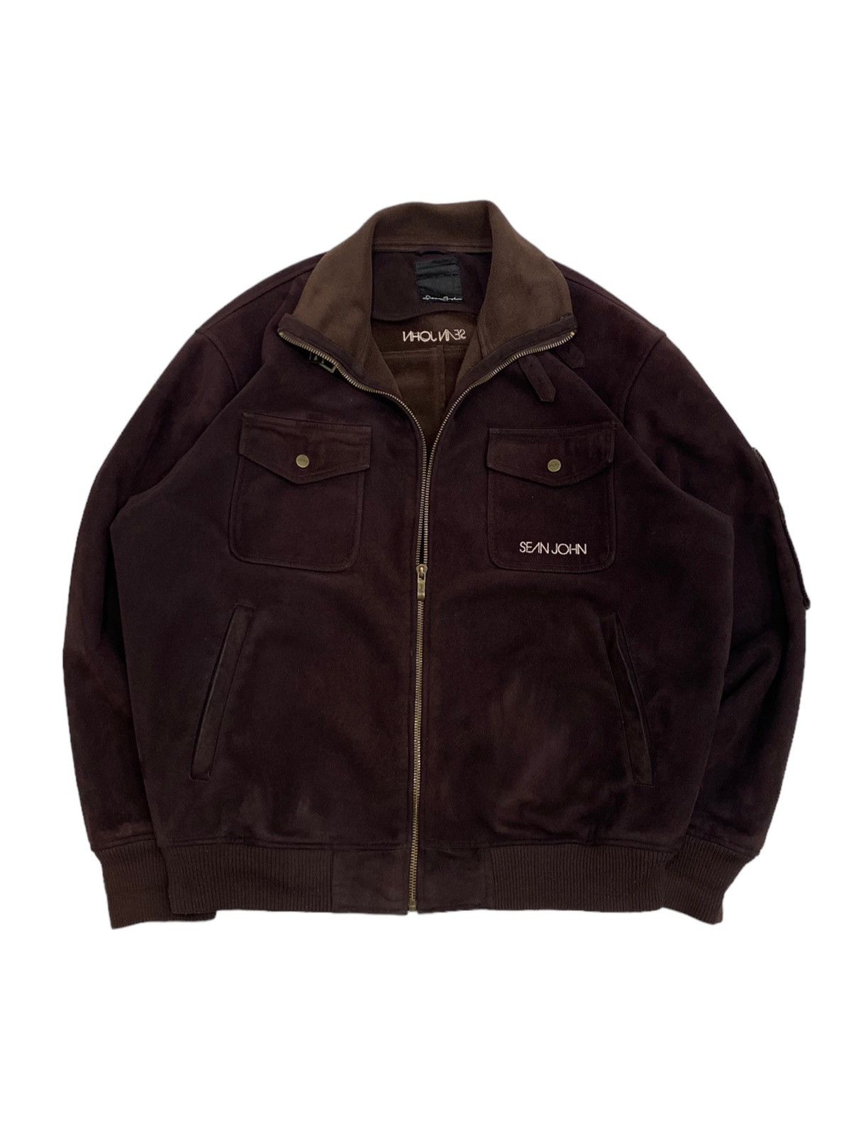 image of Sean John x Vintage Y2K Sean Jean Suede Bomber Jacket Brown, Men's (Size XL)