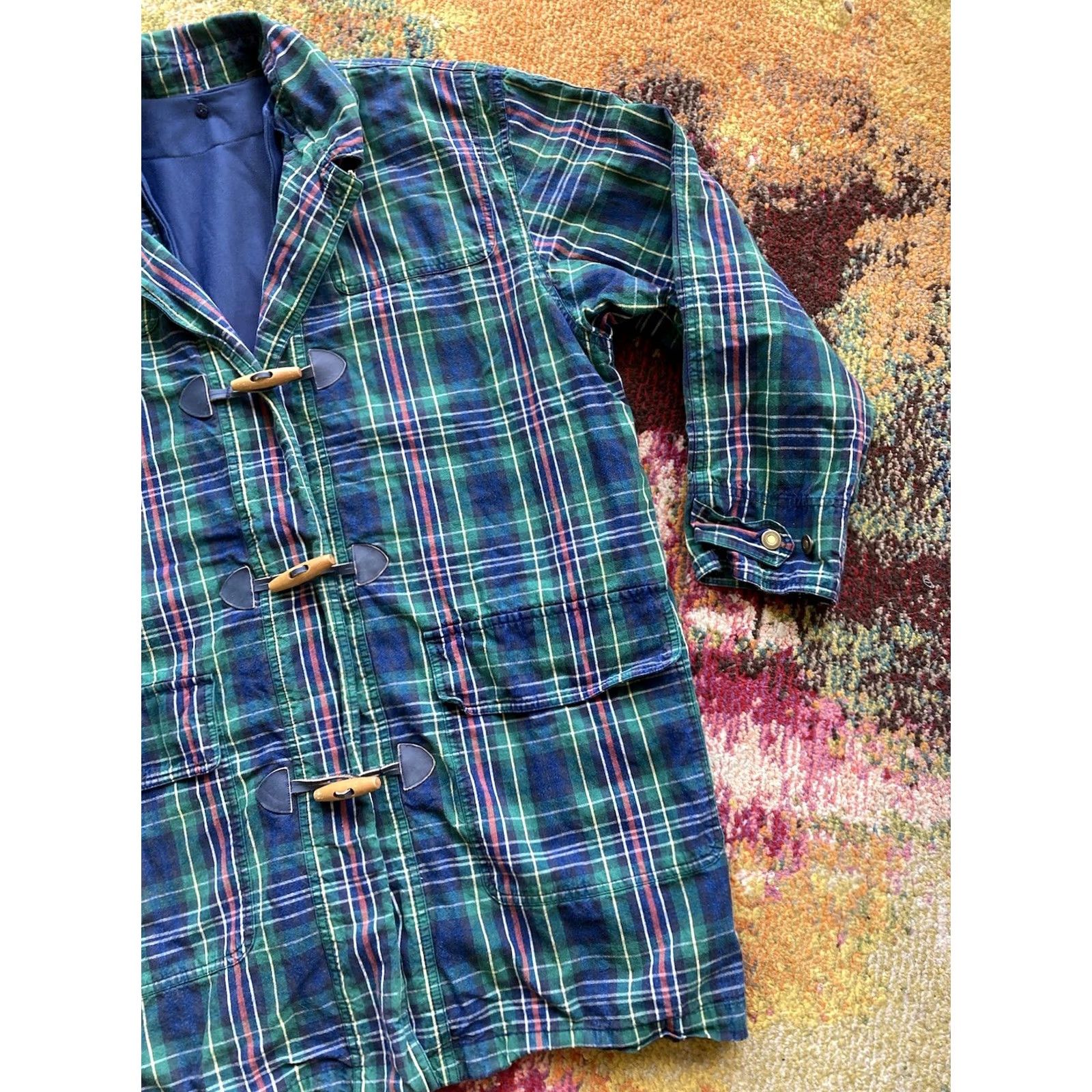 Vintage VINTAGE Lizwear Coat Plaid Chore Blue 90s Long Overcoat M Women’s Jacket with Lined Removable Liner Size Medium Nautical Oversized Size M / US 6-8 / IT 42-44 - 3 Thumbnail