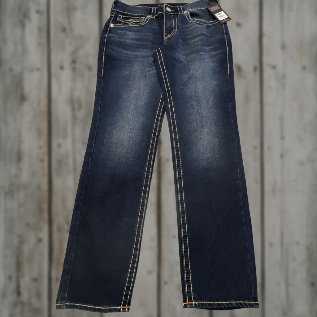 True Religion True Religion Geno Big T Flap Relax Slim Jeans Men 33 Dark Mahogany Wood 700607 NWT Size US 33 - 1 Thumbnail