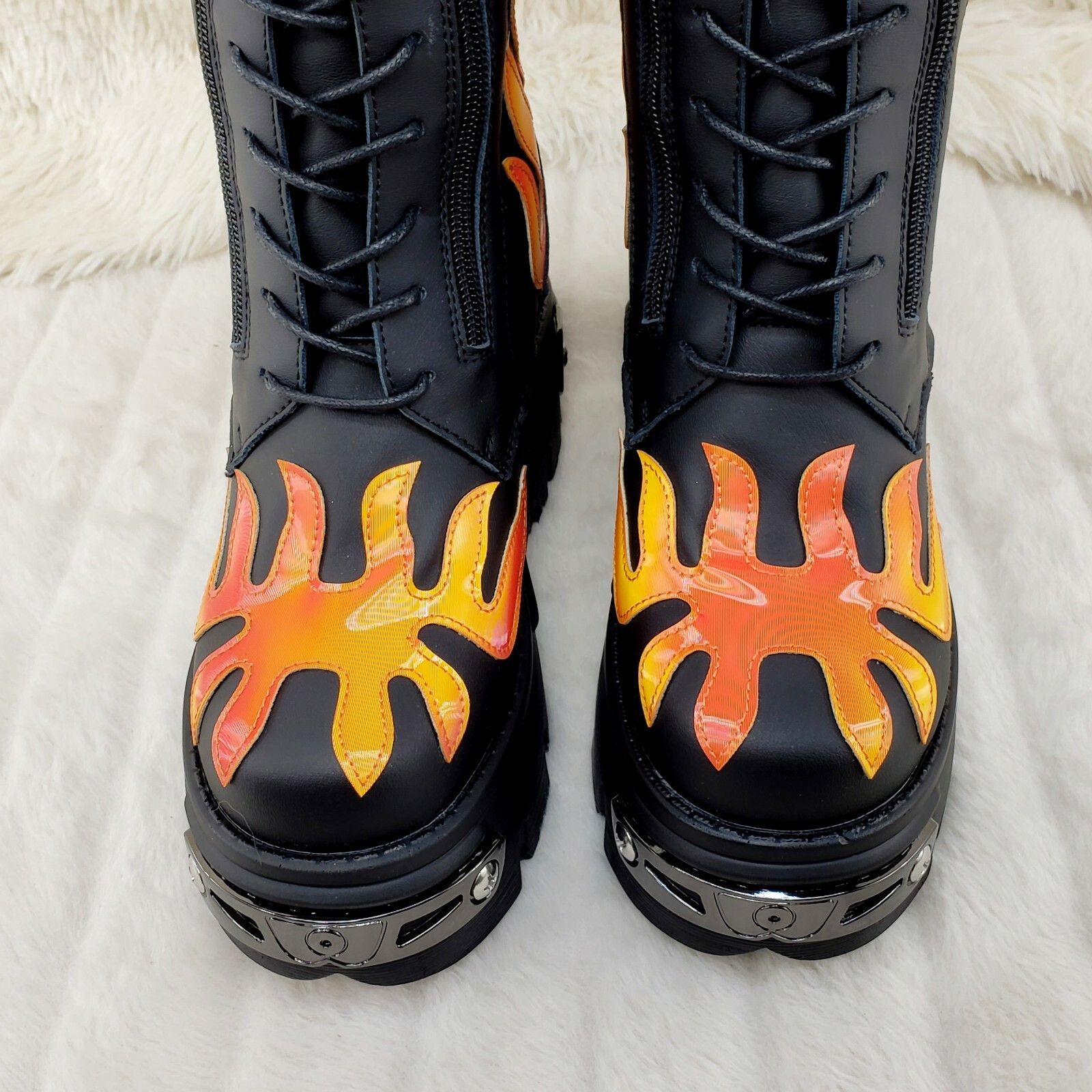 Other Wang Reflective Flame Punk Goth Rock 2" Platform 4.5 Hidden Size US 6 / IT 36 - 9 Thumbnail