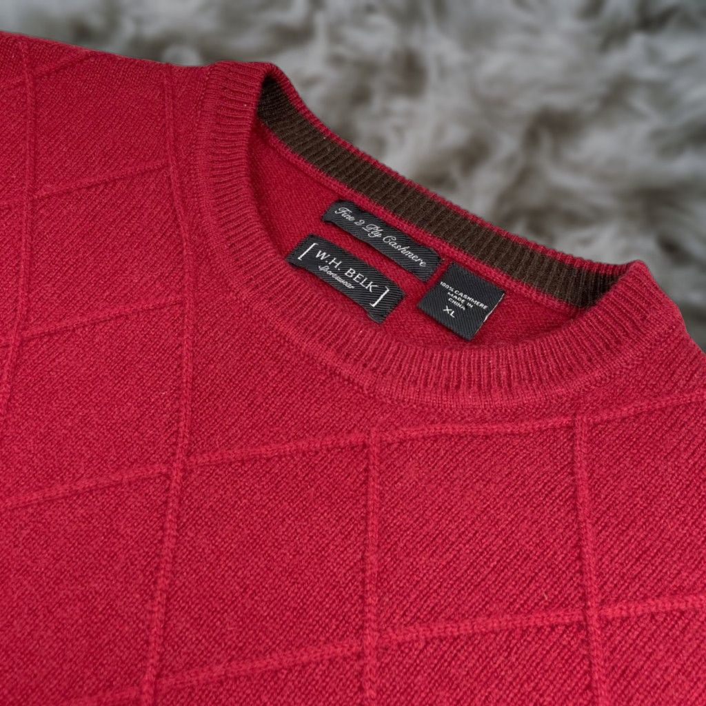 VINTAGE Belk Cashmere Sweater Men's Crew Neck Pullover 100%