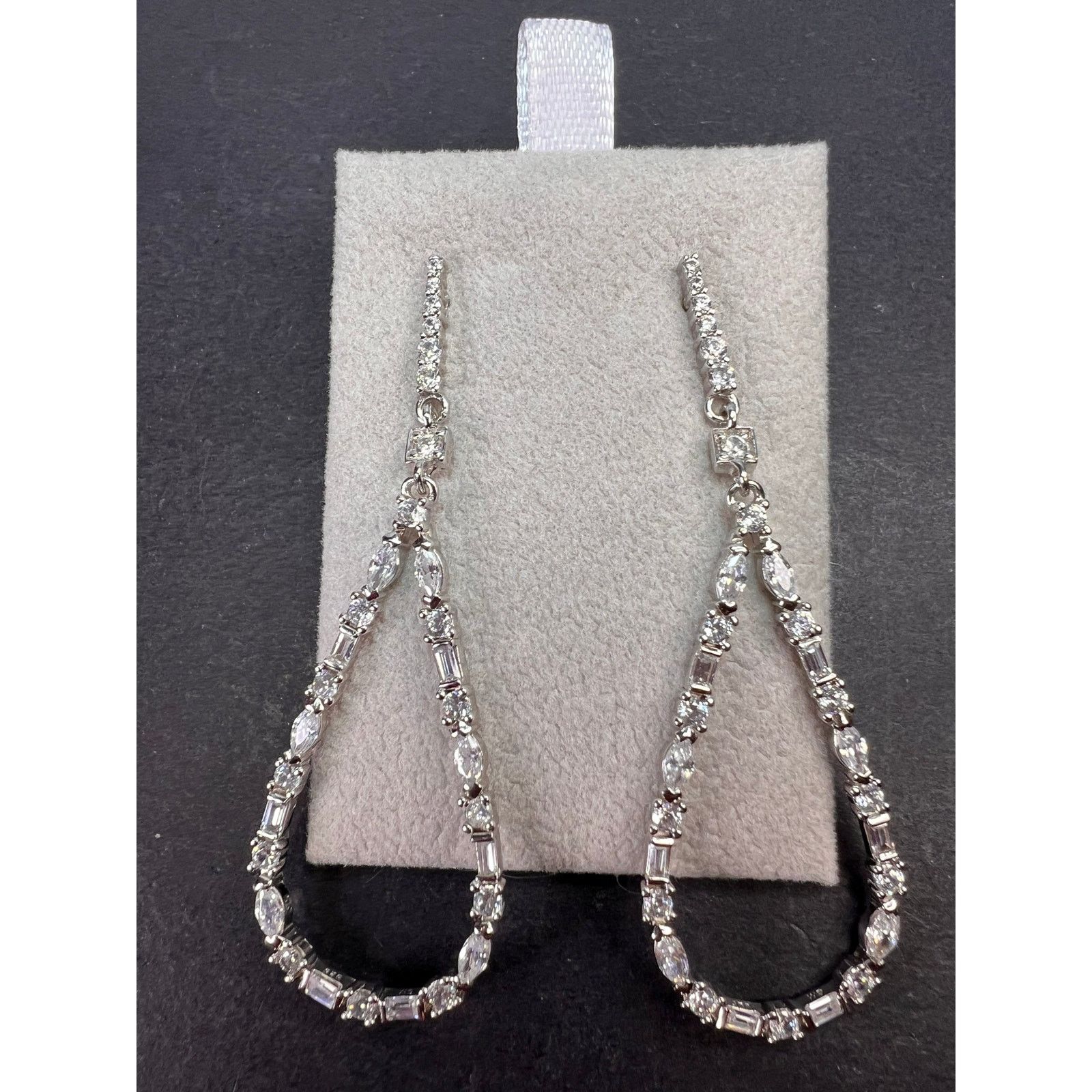 Other Open teardrop CZ sterling silver dangle earrings Size ONE SIZE - 3 Thumbnail