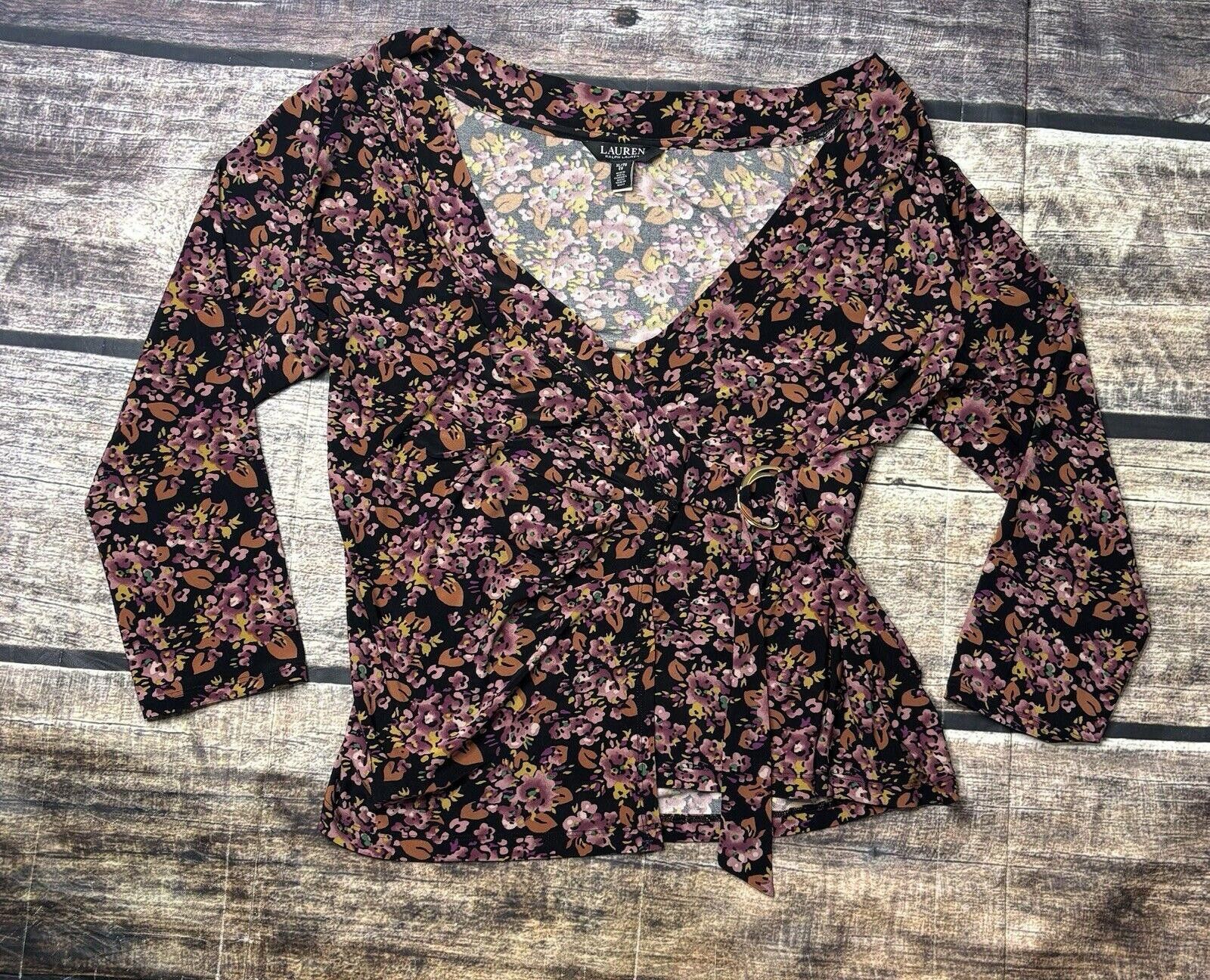 Lauren Ralph Lauren Lauren Ralph Lauren Wrap Top Women's XL Floral Black Label Size XL / US 12-14 / IT 48-50 - 1 Thumbnail