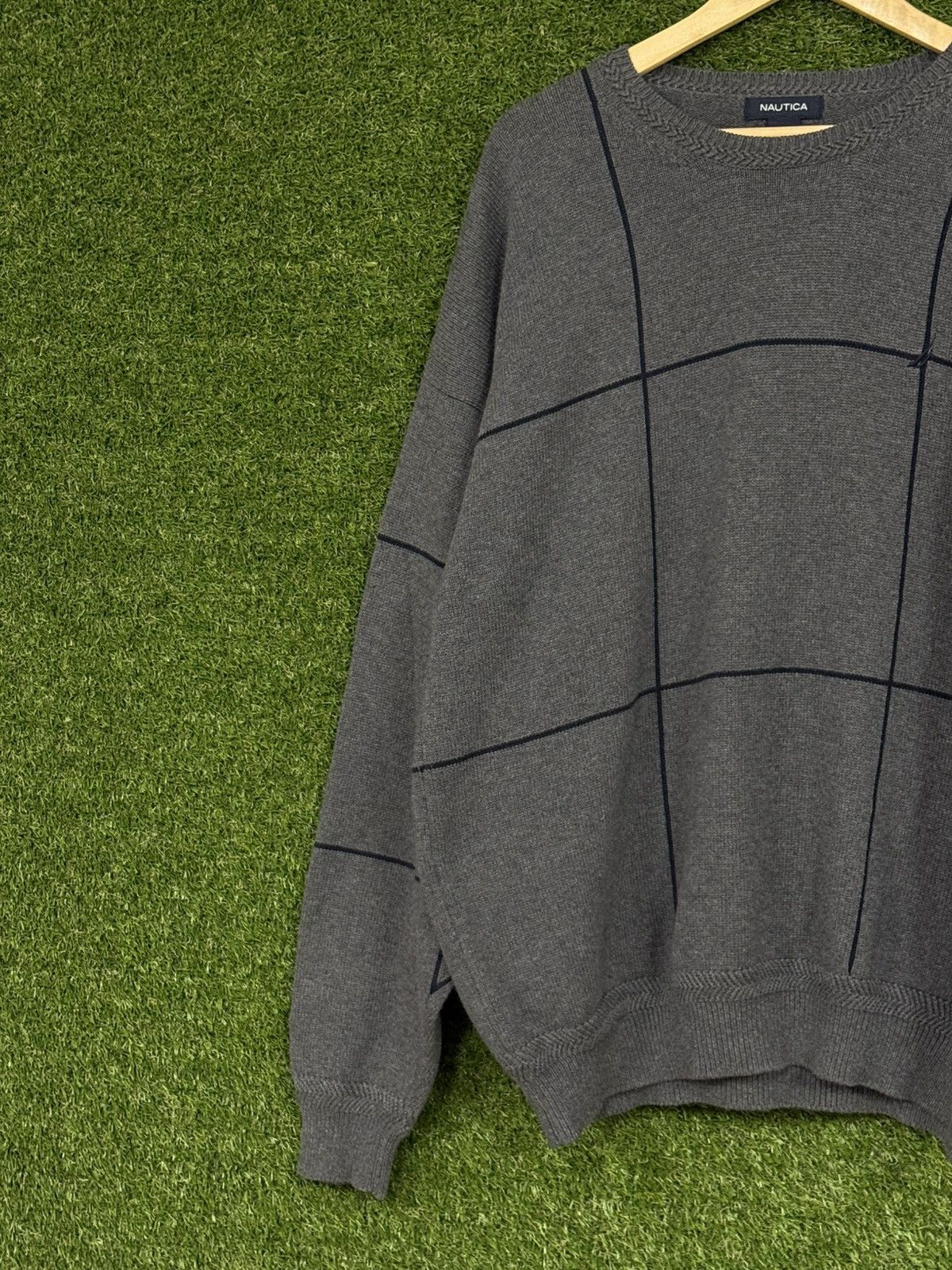 Nautica Vintage Nautica Grey Knit Grid Graph Logo Sweater XXL 2XL Size US XXL / EU 58 / 5 - 2 Thumbnail