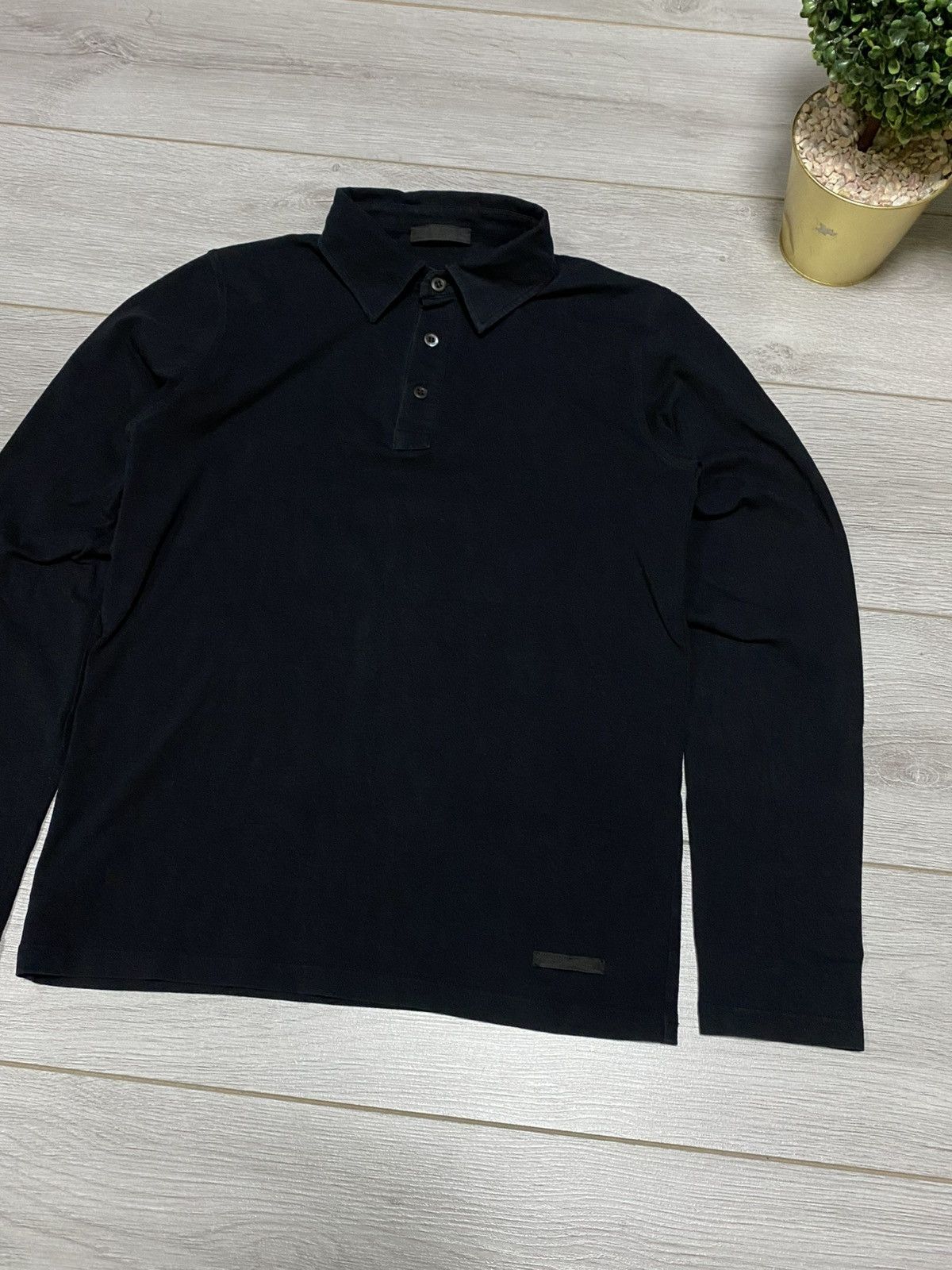 Prada Prada long sleeve polo shirt black tab eb0 Size US S / EU 44-46 / 1 - 3 Thumbnail