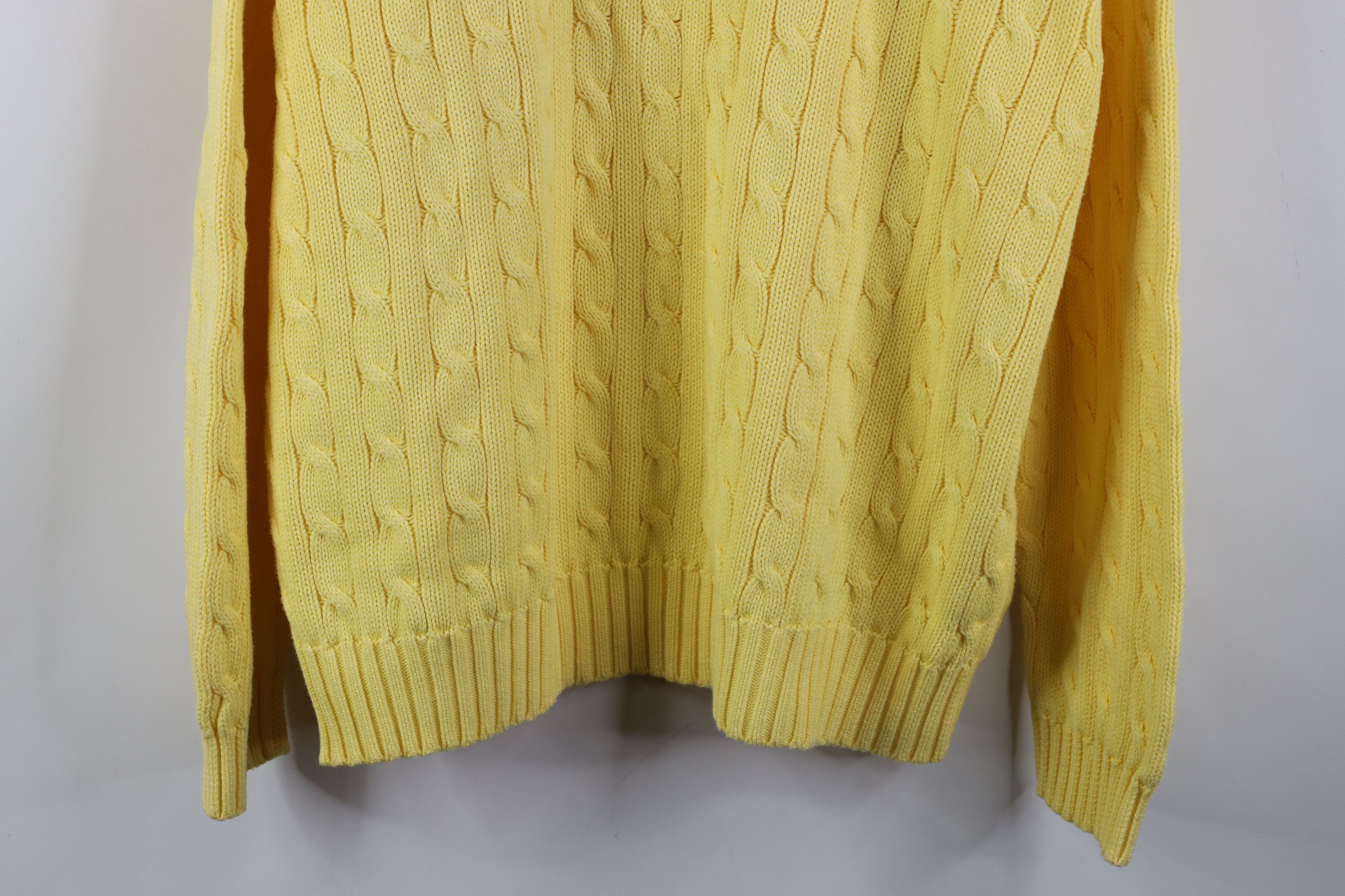 Ralph Lauren Vintage 90s Ralph Lauren Cable Knit Crewneck Sweater Yellow Size US XL / EU 56 / 4 - 3 Thumbnail