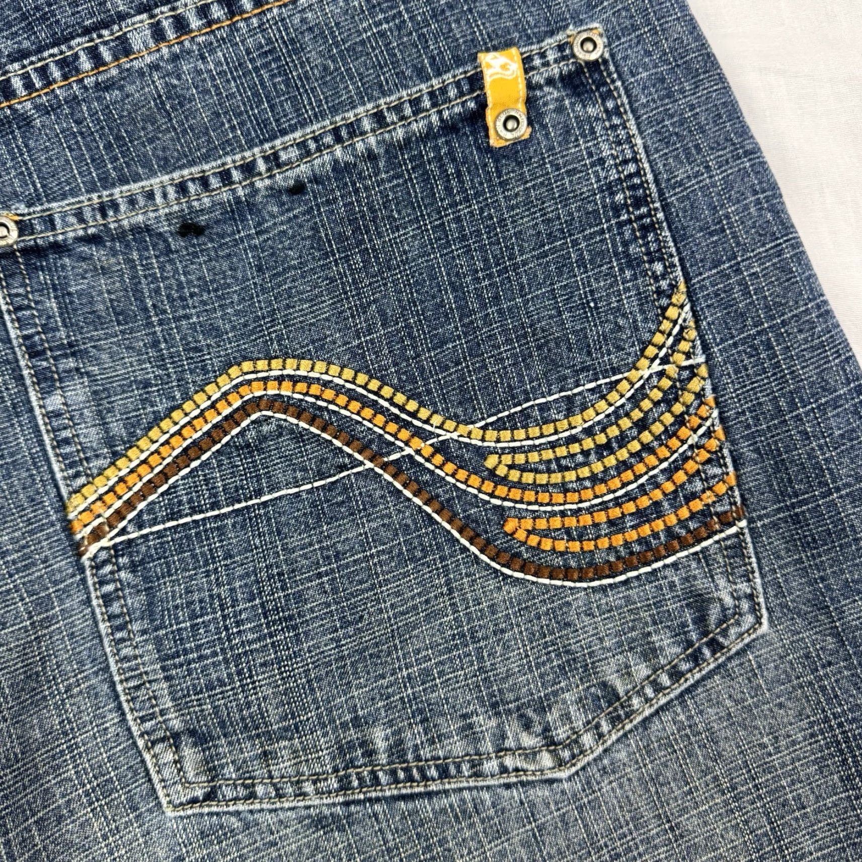 Vintage VINTAGE Raw Blue Jeans Men 36x32 Embroidered Baggy Hipster Punk Grunge Blue 90s Mens Size US 36 / EU 52 - 3 Thumbnail
