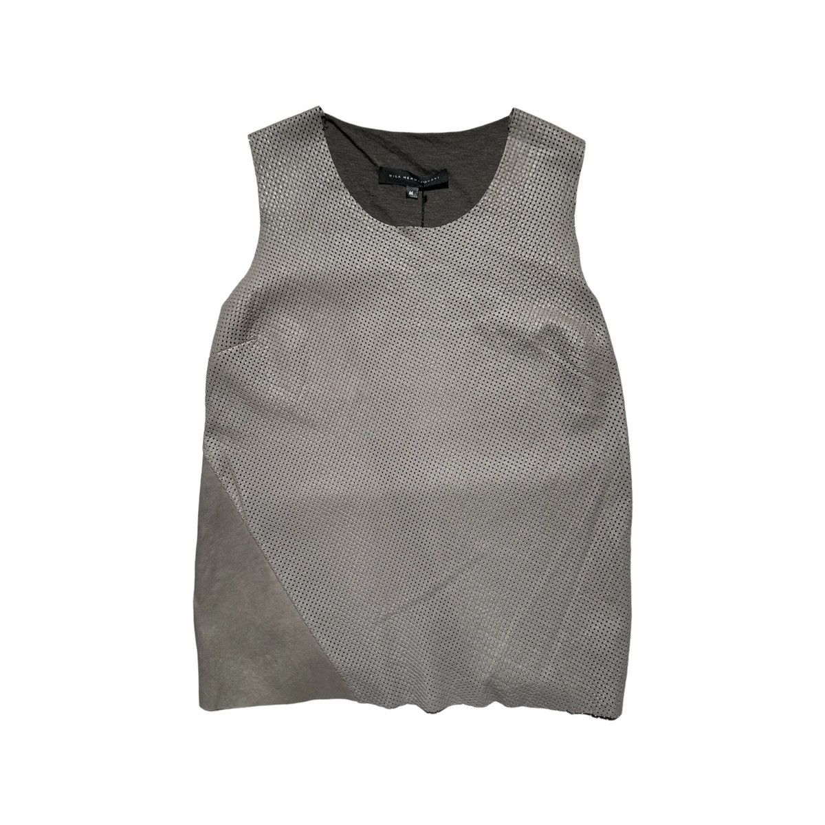 image of Genuine Leather Lambskin Lasercut Hybrid Tank in Brown, Men's (Size Medium)