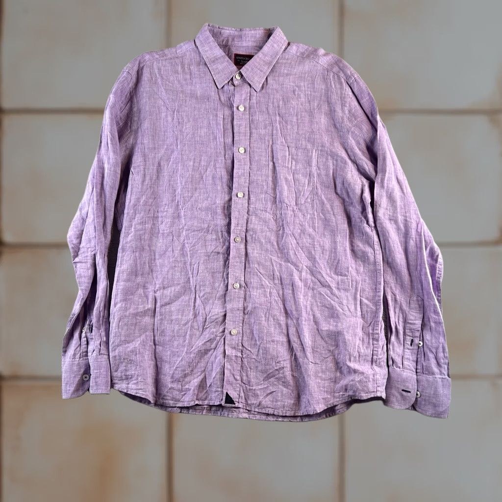 UNTUCKit UNTUCKit Shirt Mens XL 100% Linen Button Up Wrinkle Resistant Purple Preppy Size US XL / EU 56 / 4 - 1 Thumbnail