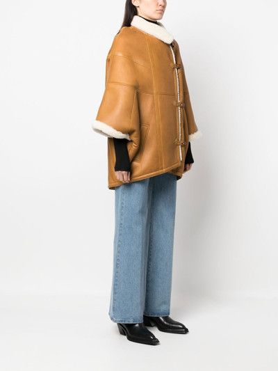 Saint Laurent Paris o1tp1o1224 Cape In Leather With Shearling in Bourbon Ecru Size S / US 4 / IT 40 - 2 Thumbnail
