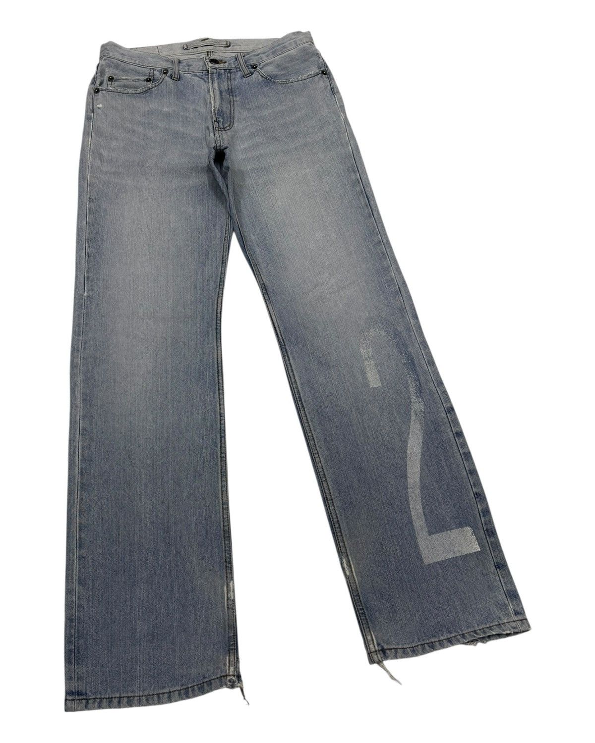 PPFM PPFM Blue Wash Number 25 Faded Logo Jeans Size US 32 / EU 48 - 3 Thumbnail