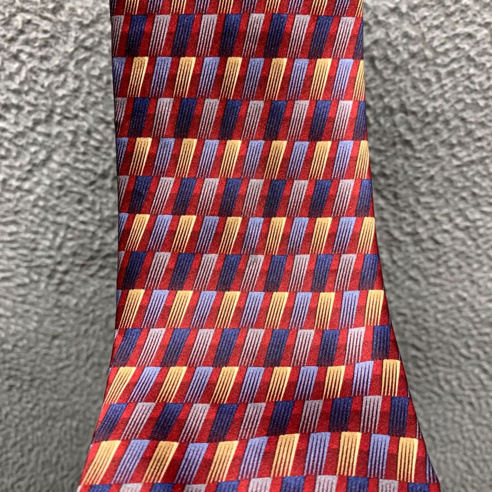 Bill Blass VINTAGE Bill Blass Tie Red Blue Mens 3.75 Inch 100% Silk Neck Made in USA Formal Size ONE SIZE - 3 Thumbnail