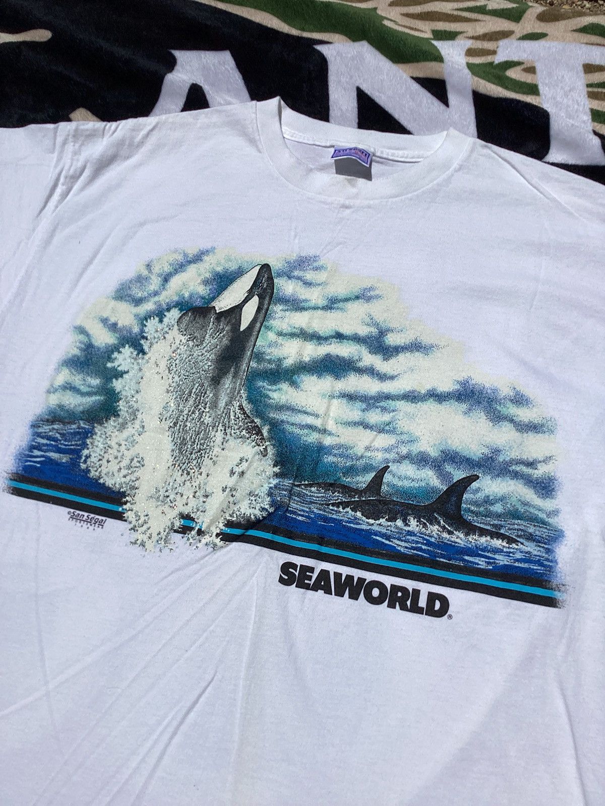 Vintage Vtg 1989 SeaWorld San Siegel orca whale Shamu all sport tee Size US XL / EU 56 / 4 - 2 Thumbnail