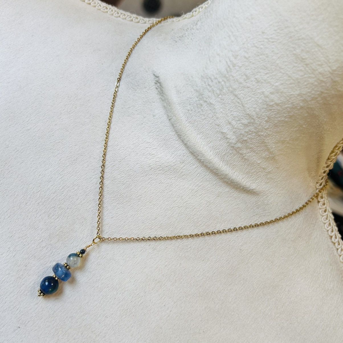 Handmade Handcrafted cat eye glass dragon vein agate necklace set Size ONE SIZE - 4 Thumbnail