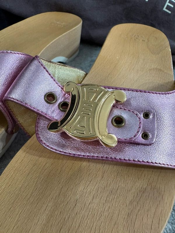 Celine Celine Paris x Dr. School Wooden Clog Mules Leather 36 Size US 6 / IT 36 - 7 Thumbnail