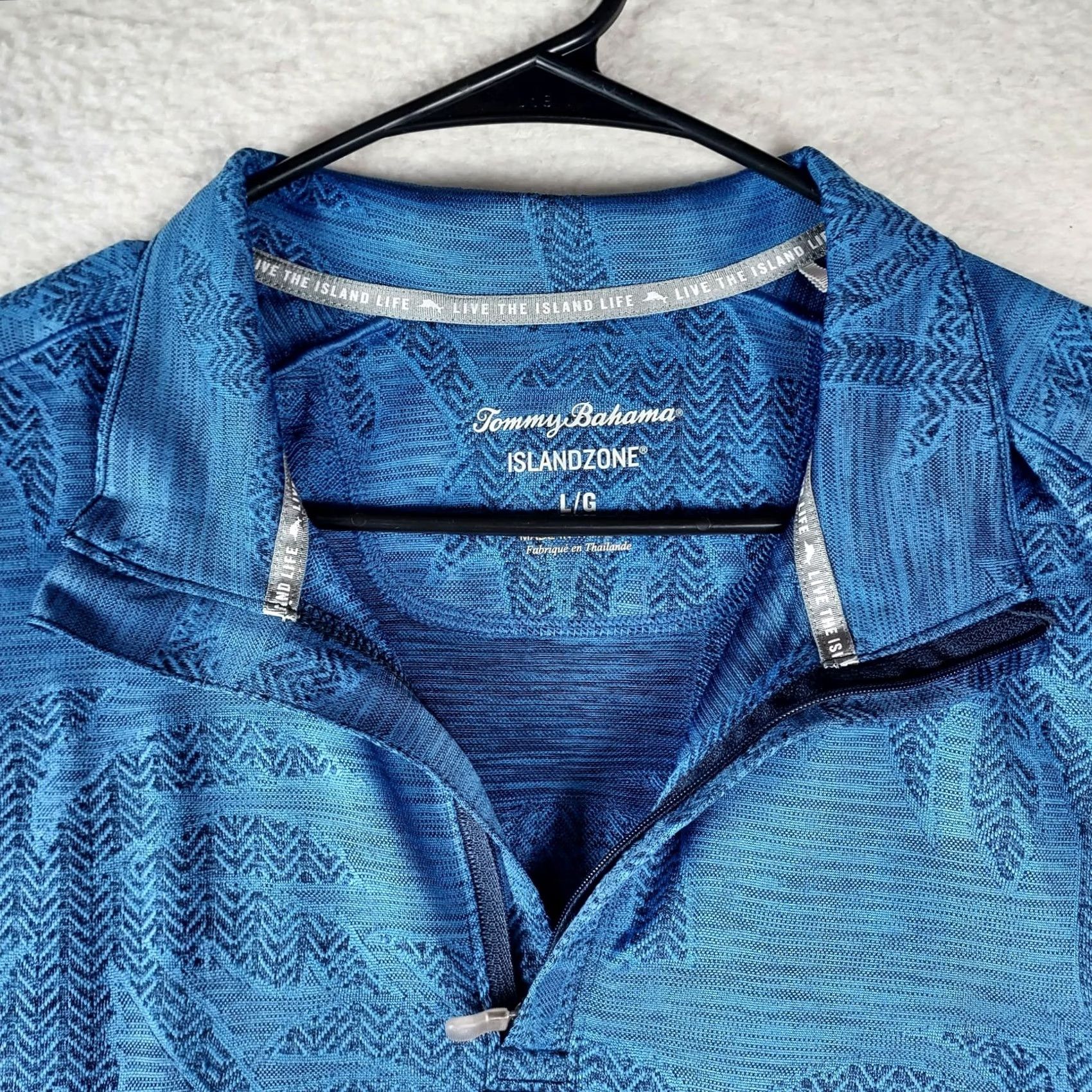 Tommy Bahama Tommy Bahama IslandZone L Blue Palm Tree Recycled Polyester 1/4 Zip Shirt Size US L / EU 52-54 / 3 - 3 Thumbnail
