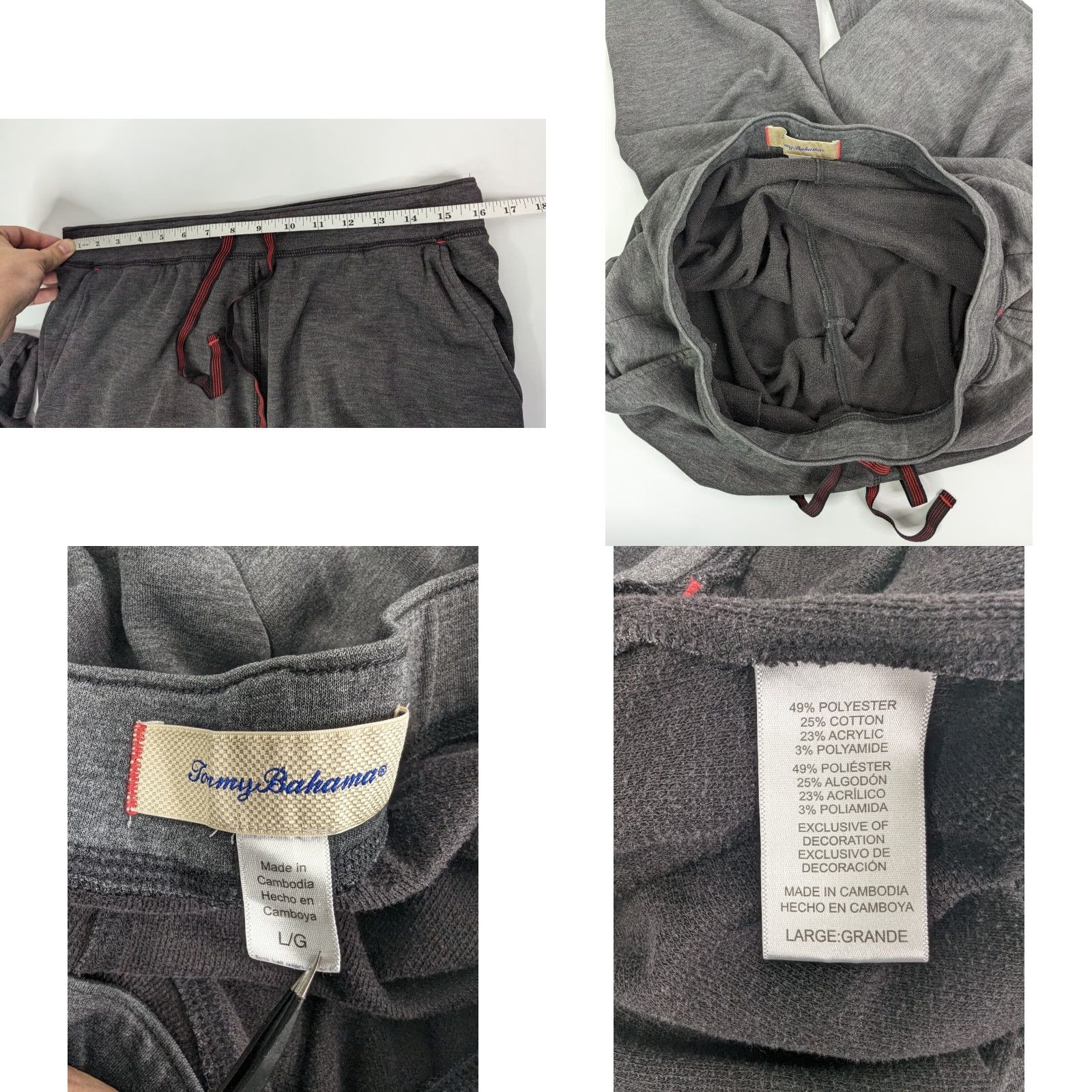 Tommy Bahama Tommy Bahama Pants Mens Large Grey Sweatpants Lounge Drawstring Casual Size US 33 - 8 Thumbnail