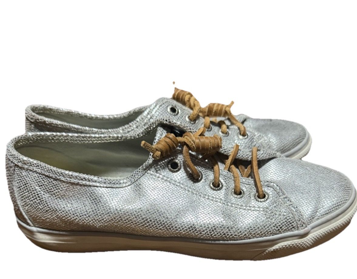 Sperry Women’s 8M Sperry Metallic Silver Leather Sneakers STS94858 Size US 8 / IT 38 - 1 Thumbnail