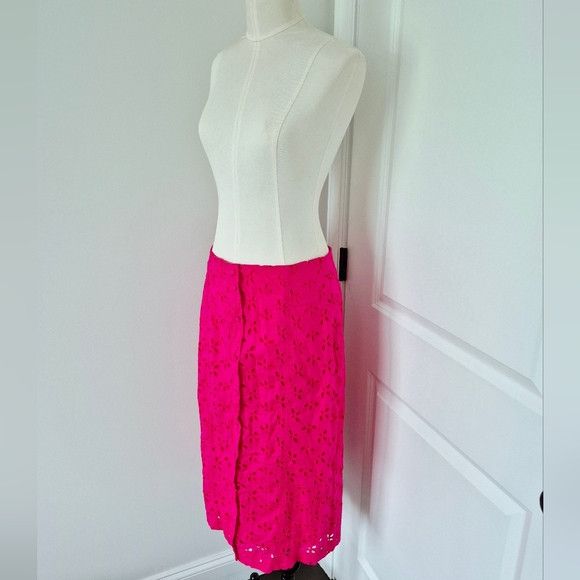 J.Crew Button-Front Eyelet Skirt Floral Party Spring Summer Travel Size 27" / US 4 / IT 40 - 7 Thumbnail