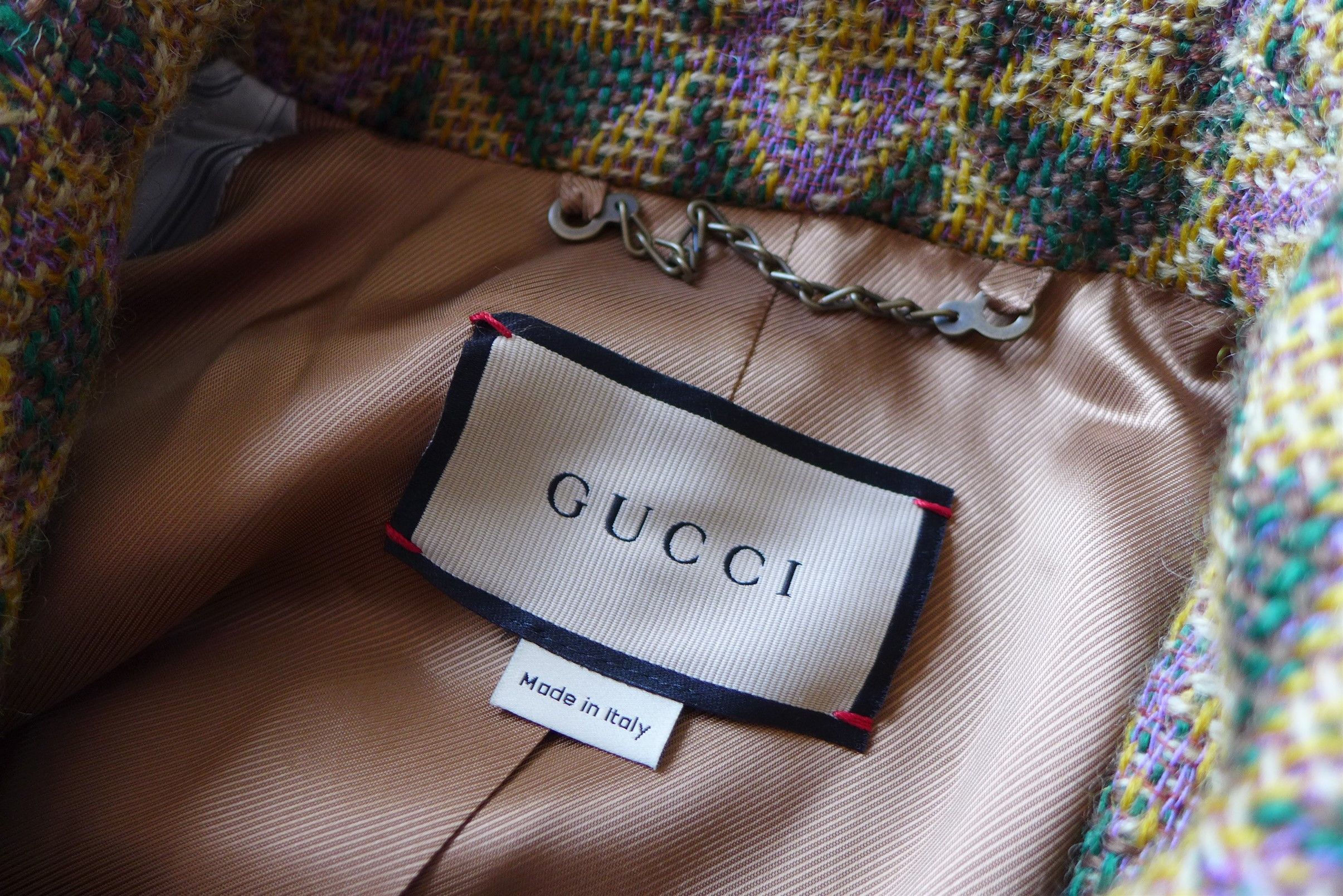 Gucci Gucci G Rhombi Wool Coat - Tan & Green Wool - Size 48 Size US M / EU 48-50 / 2 - 9 Thumbnail