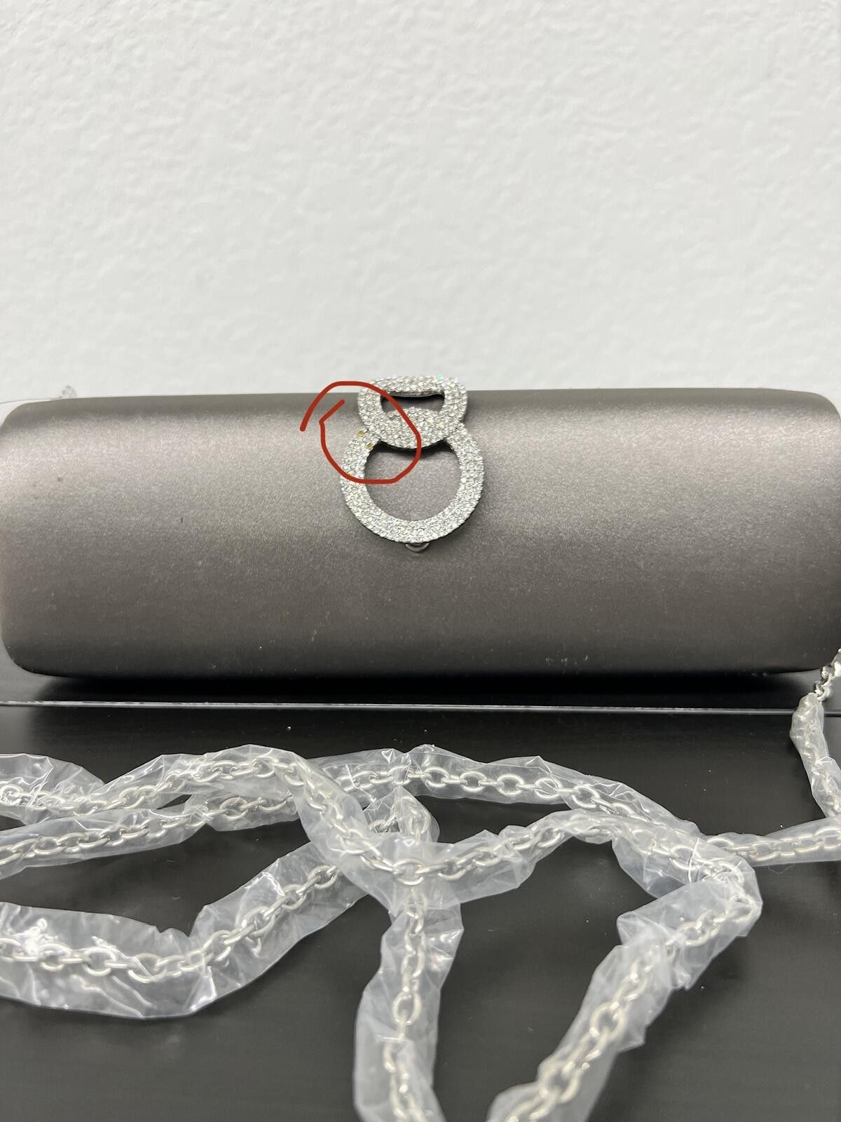 Other I.N.C. Women's Grey Satin Isabeel Double Ring Clutch Bag Size ONE SIZE - 2 Thumbnail