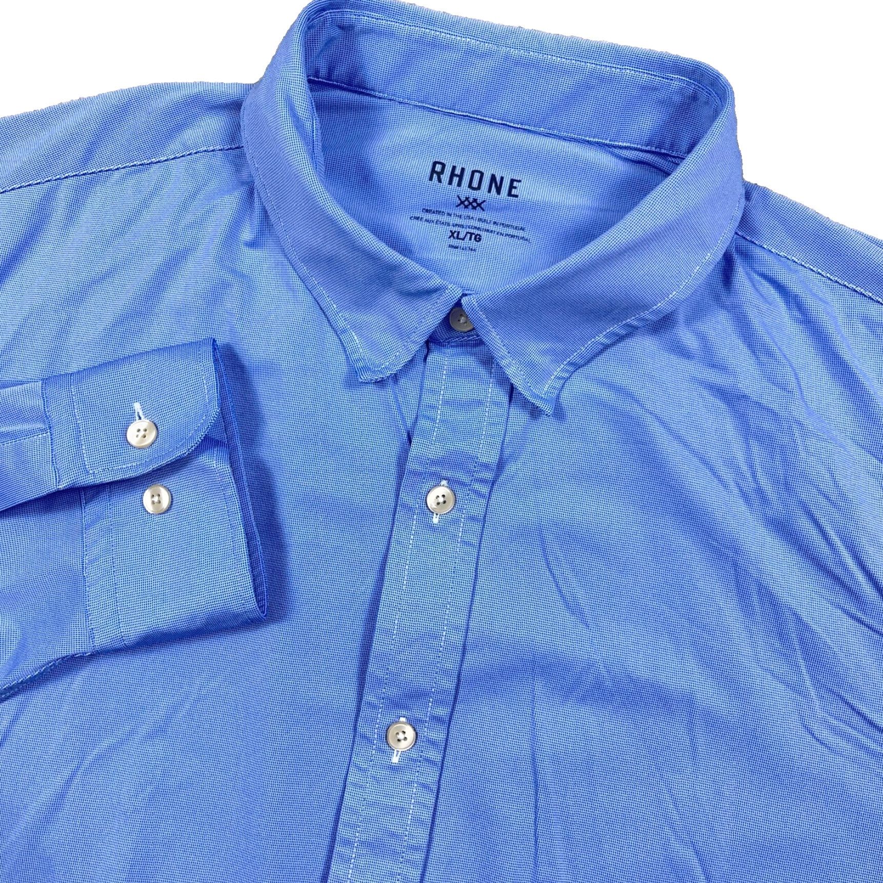 Rhone Rhone Commuter Shirt Men XL Light Blue Nylon Spandex Button Up Dress Casual Workwear Size 46R - 2 Thumbnail