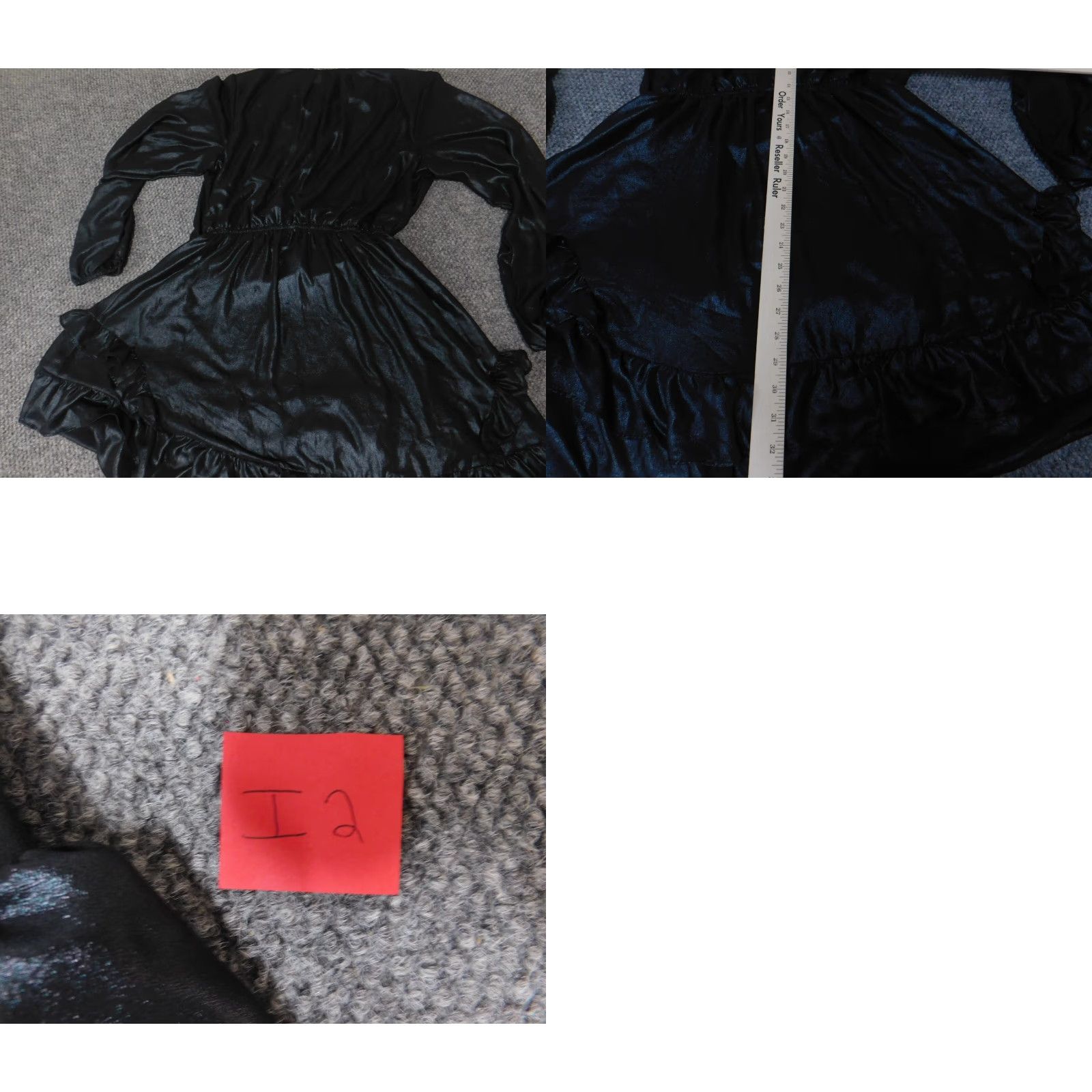 Vintage Simply Vera Vera Wang Dress Womens A-Line Midi Blue Short Sleeve Raglan Ruffle Zip L Crew Neck Cotton Rayon Solid Pattern Size L / US 10 / IT 46 - 9 Thumbnail