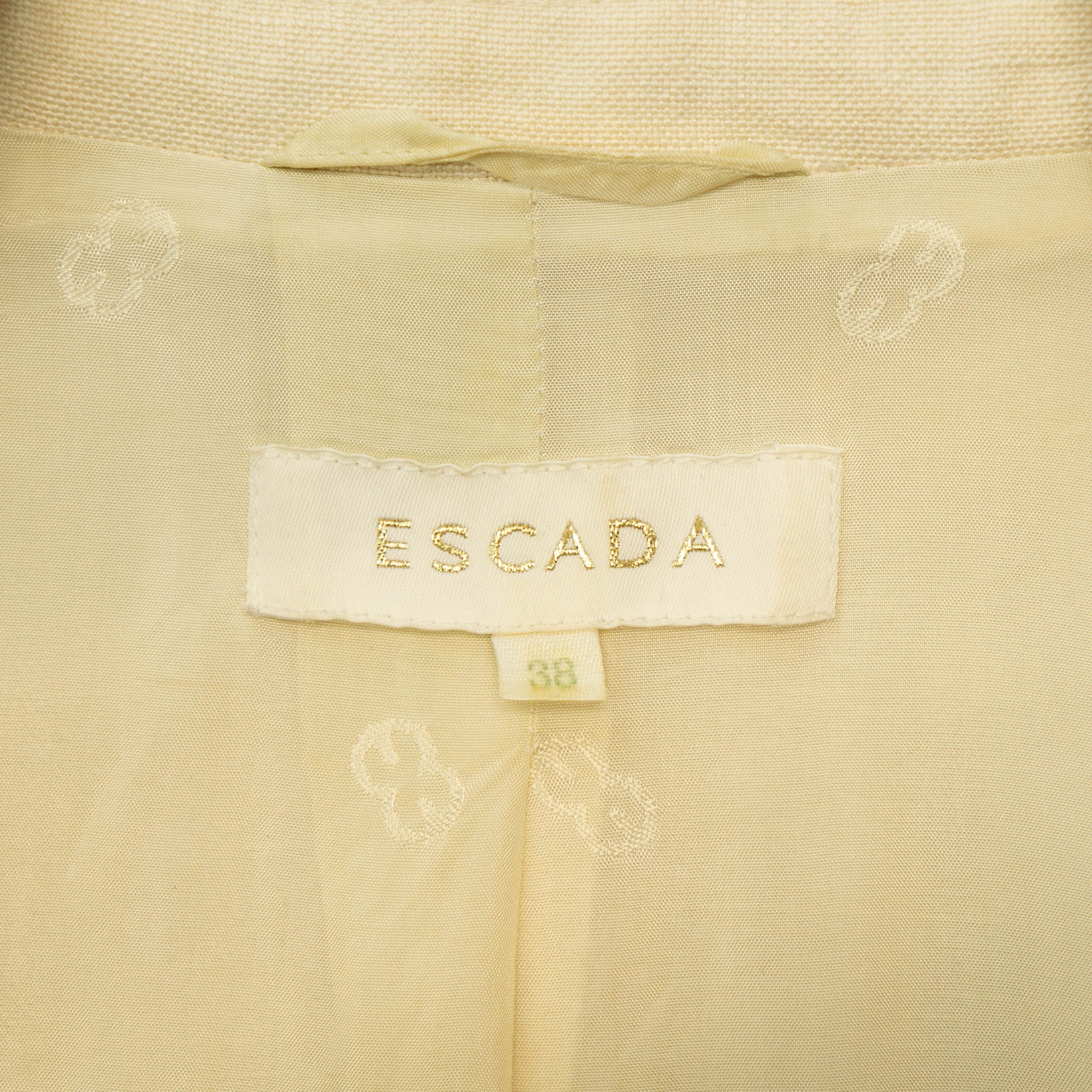 Escada ESCADA Beige Leopard Silk Linen Blazer Vintage 90s 00s Size M / US 6-8 / IT 42-44 - 8 Thumbnail