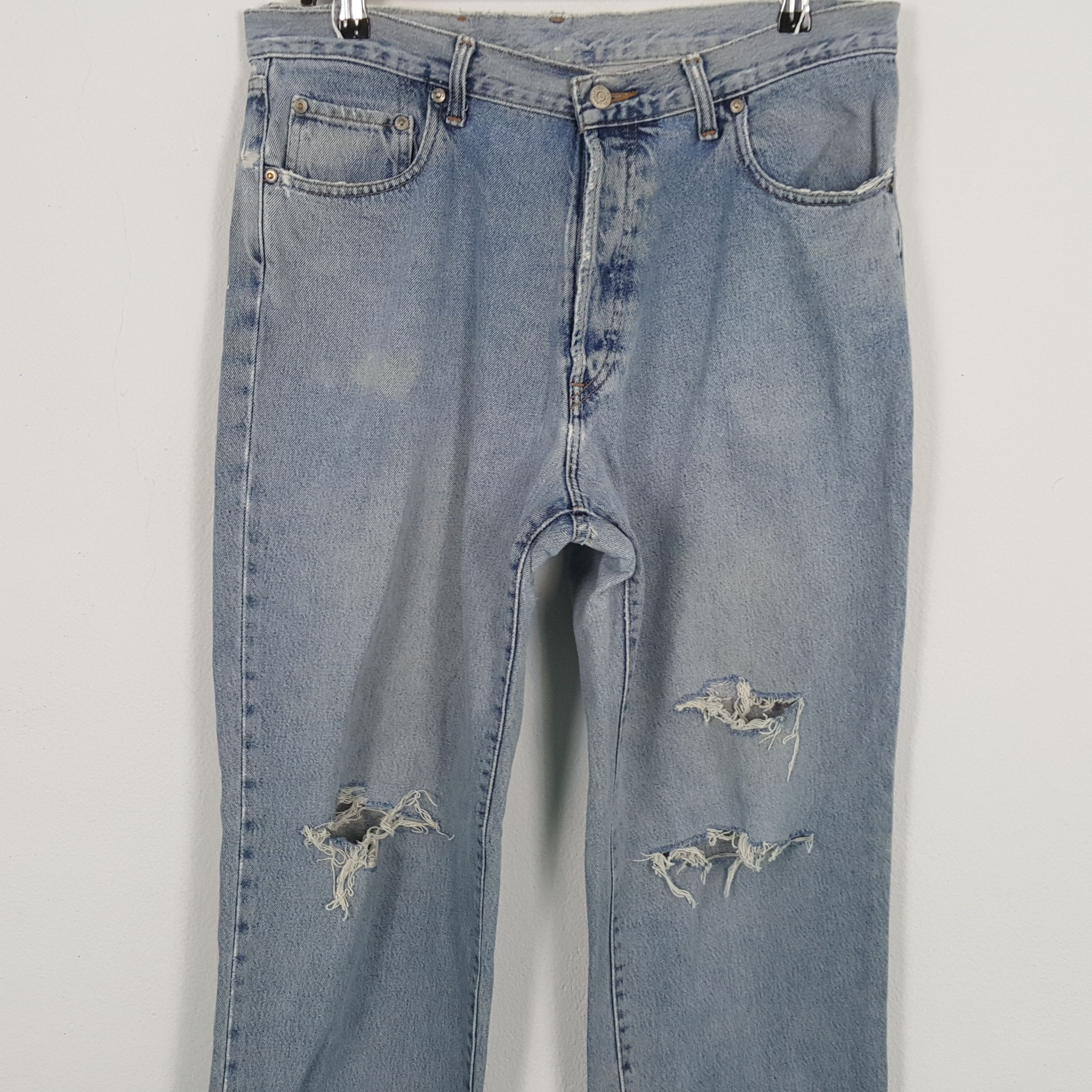 RRL Ralph Lauren × Ralph Lauren × Vintage RRL RALPH LAUREN Fashion Rock Style Distressed Jeans Size US 34 / EU 50 - 2 Thumbnail