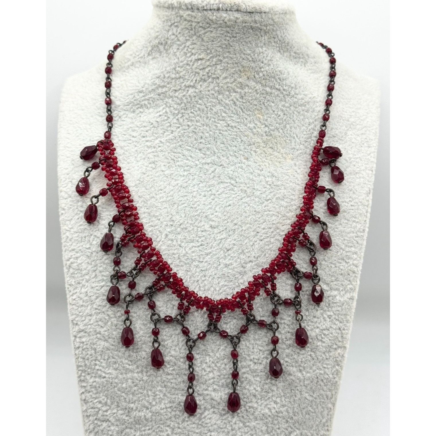Vintage red crystal collar choker necklace