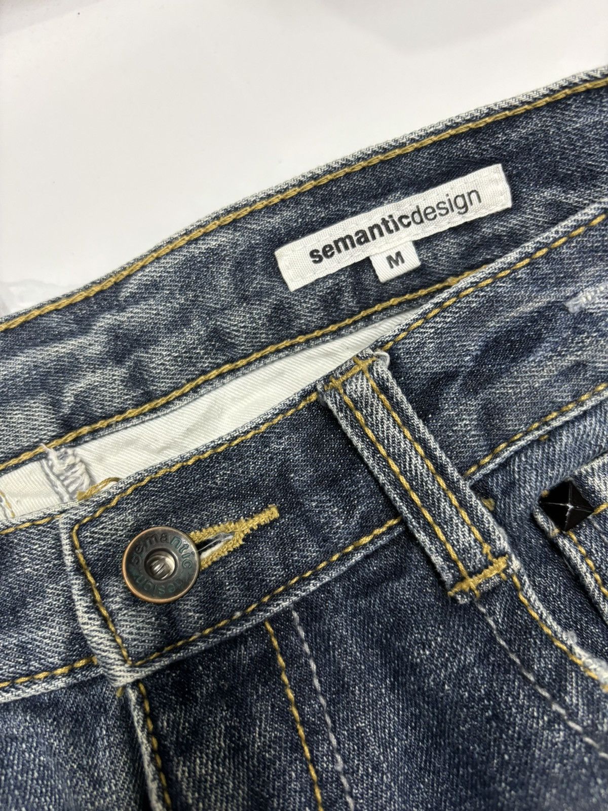 If Six Was Nine SEMANTIC DESIGN FLARED JEANS DISTRESSED DENIM Size US 31 - 11 Thumbnail