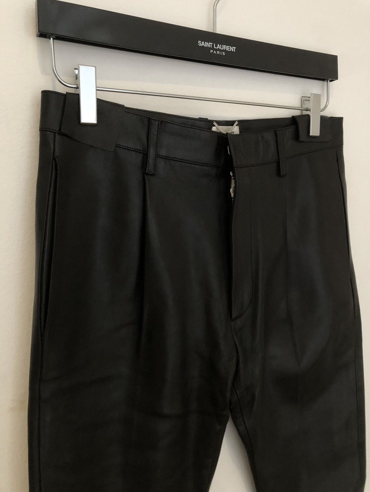 Hedi Slimane × Saint Laurent Paris 1 of 1 SS14 Sample Leather Pleated Trouser Size US 29 - 3 Thumbnail