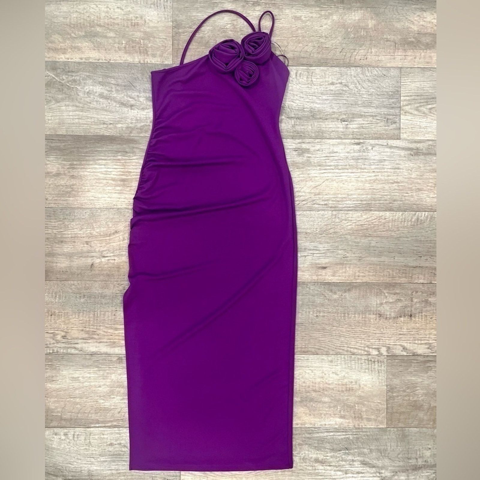 MANGO Blogger Fave Asymmetric Midi Dress NWT  Purple