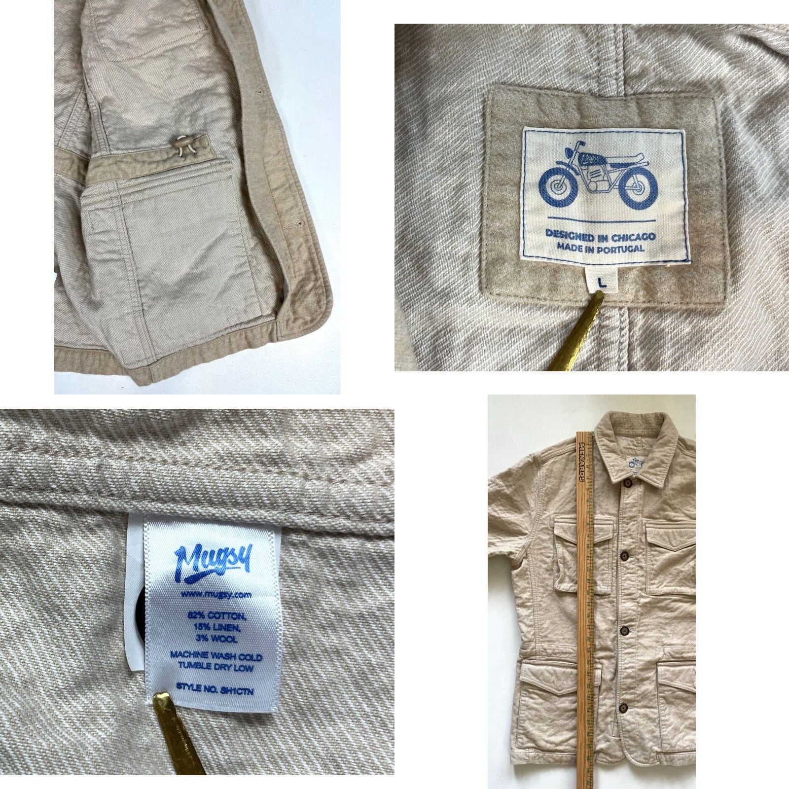 Vintage Mugsy Hemmingway Jacket Washed Tan Sz L Mens Jacket Mid-Length Washed Tan Pockets Vintage Style: Jacket Size US L / EU 52-54 / 3 - 8 Thumbnail