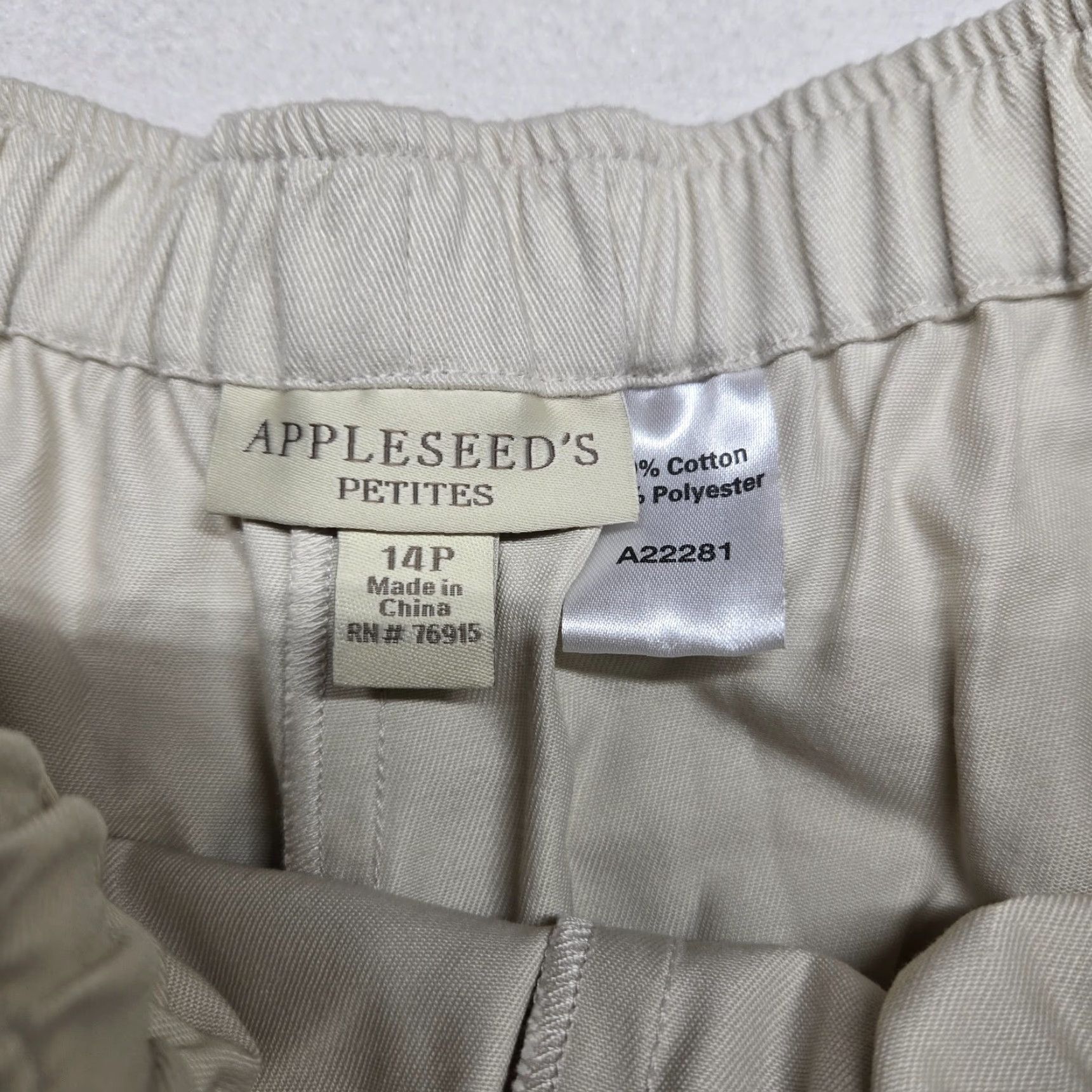 Vintage Appleseeds Pants Solid Tan Linen Blend Relaxed Dress Work Women's 14P Petite Size 36" / US 14 / IT 50 - 3 Thumbnail