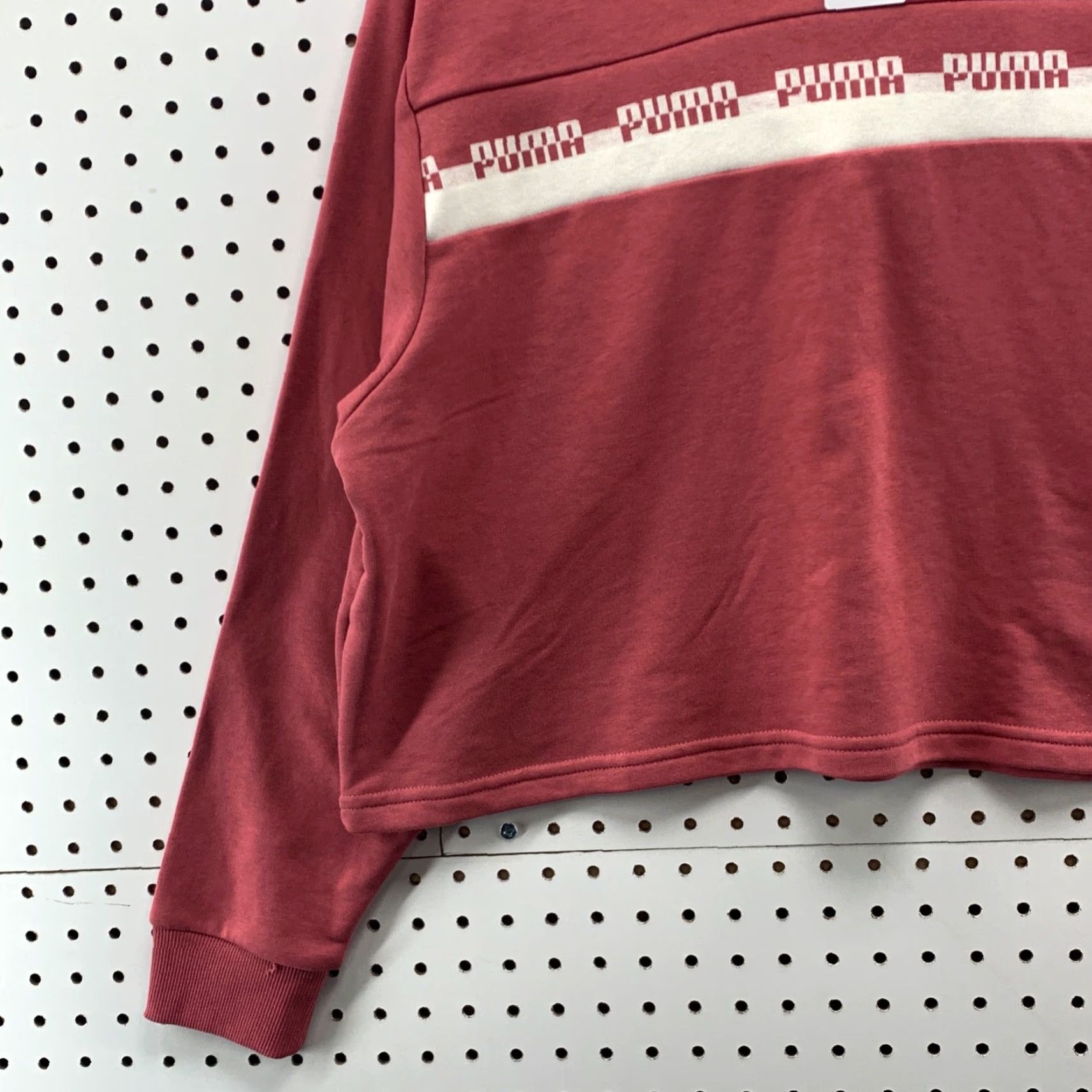 Puma PUMA Women's Cropped Hoodie Pullover Activewear Sweatshirt M Red Relaxed Long Sleeve Mens Size M / US 6-8 / IT 42-44 - 6 Thumbnail