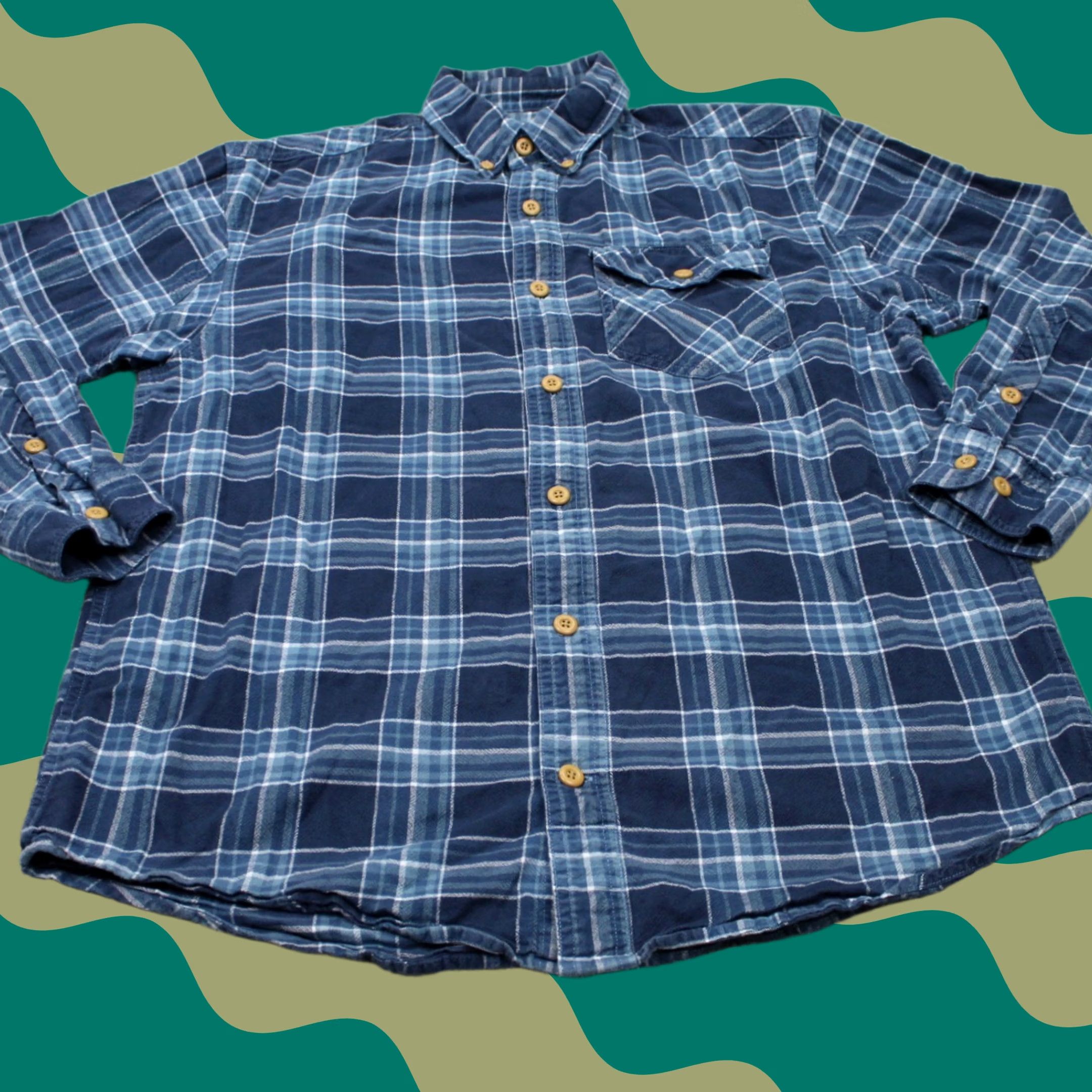 Vintage Duluth Button-Up Shirt Men Medium Blue/White Plaid Flannel Cotton L/S Shirt Mens Medium Blue Plaid Size US M / EU 48-50 / 2 - 1 Thumbnail