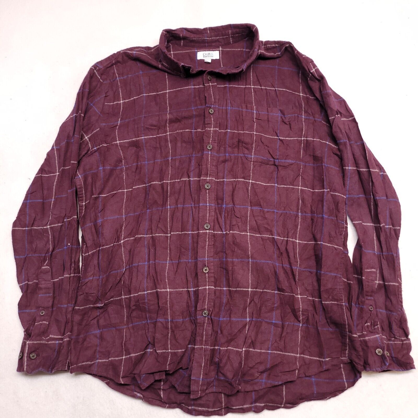 Croft & Barrow Croft & Barrow Windowpane Flannel Shirt Mens Size XL Maroon Size US XL / EU 56 / 4 - 2 Thumbnail