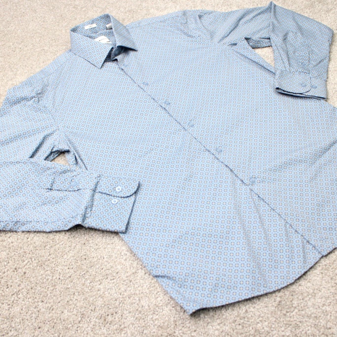 Lucky Brand Lucky Brand Shirt Mens Medium Blue Geometric Slim Fit Button-Up Long Sleeve Shirt Size US M / EU 48-50 / 2 - 5 Thumbnail