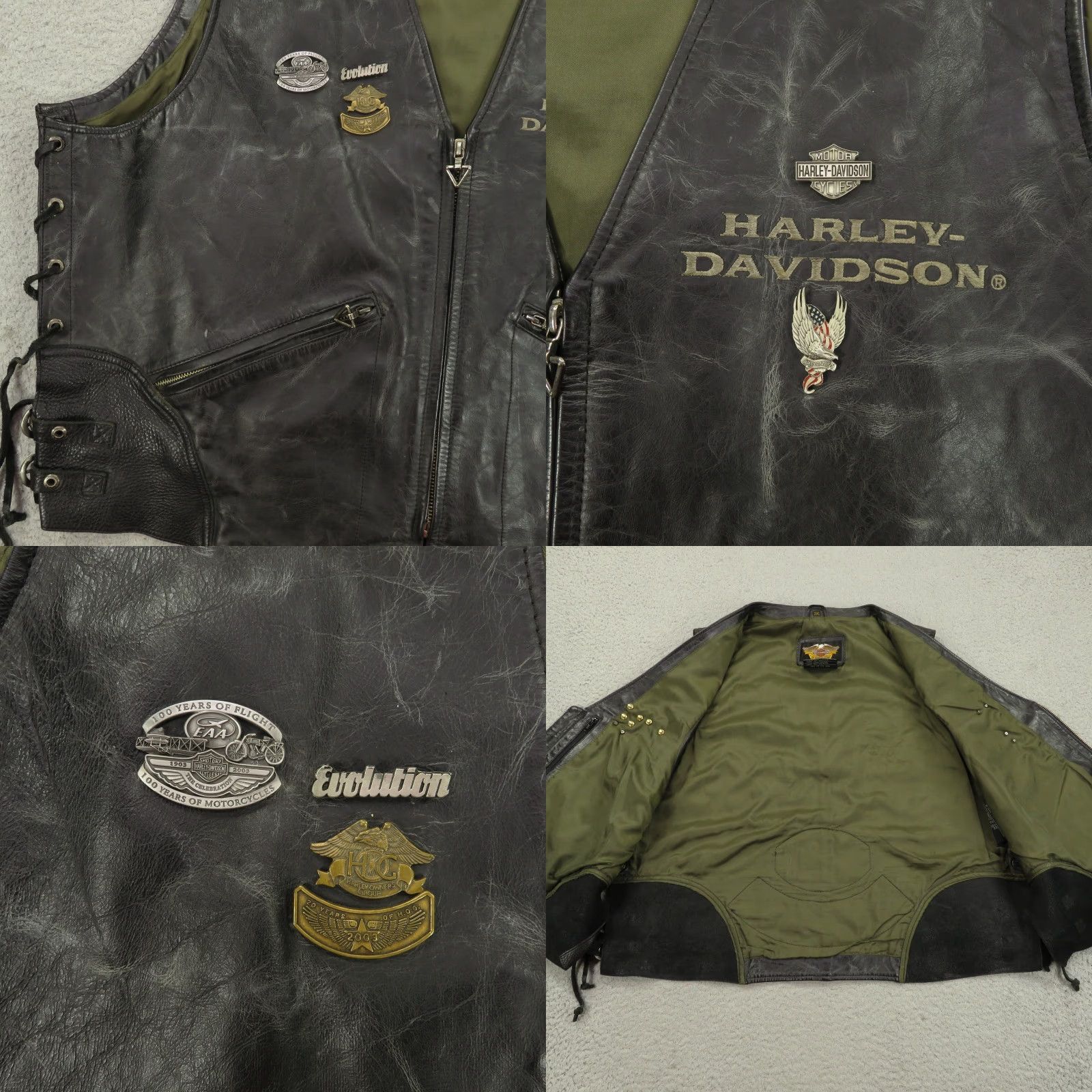 Harley Davidson Harley-Davidson Leather Vest XXL Mens Black Anniversary Patches Pins Side Laces Vintage Bike Vest Size US XXL / EU 58 / 5 - 8 Thumbnail