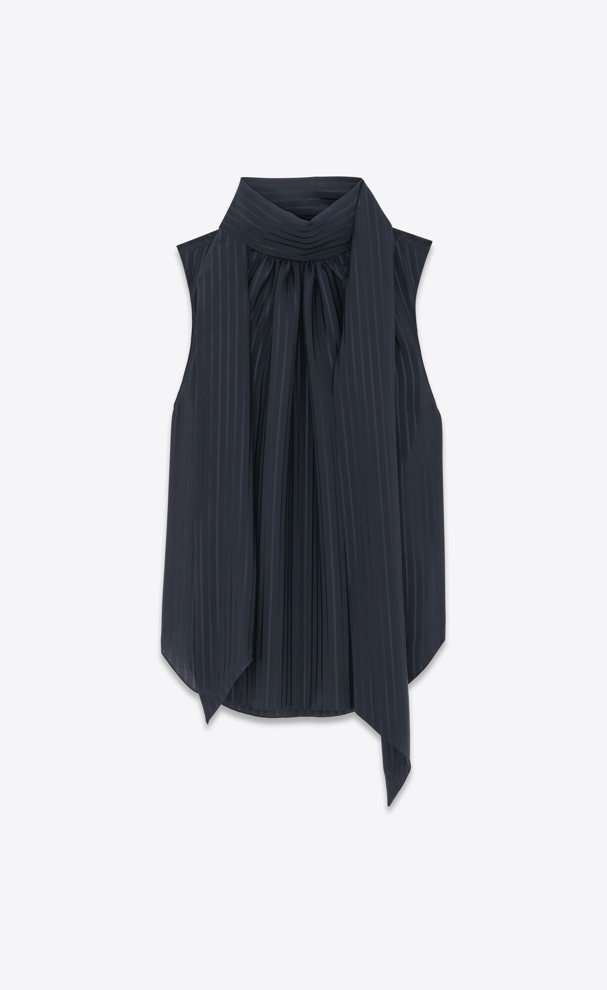 Saint Laurent Paris o1s1wg111124 Lavallière-Neck Blouse Matte Shiny in Noir/Grey Size US XS / EU 42 / 0 - 1 Thumbnail