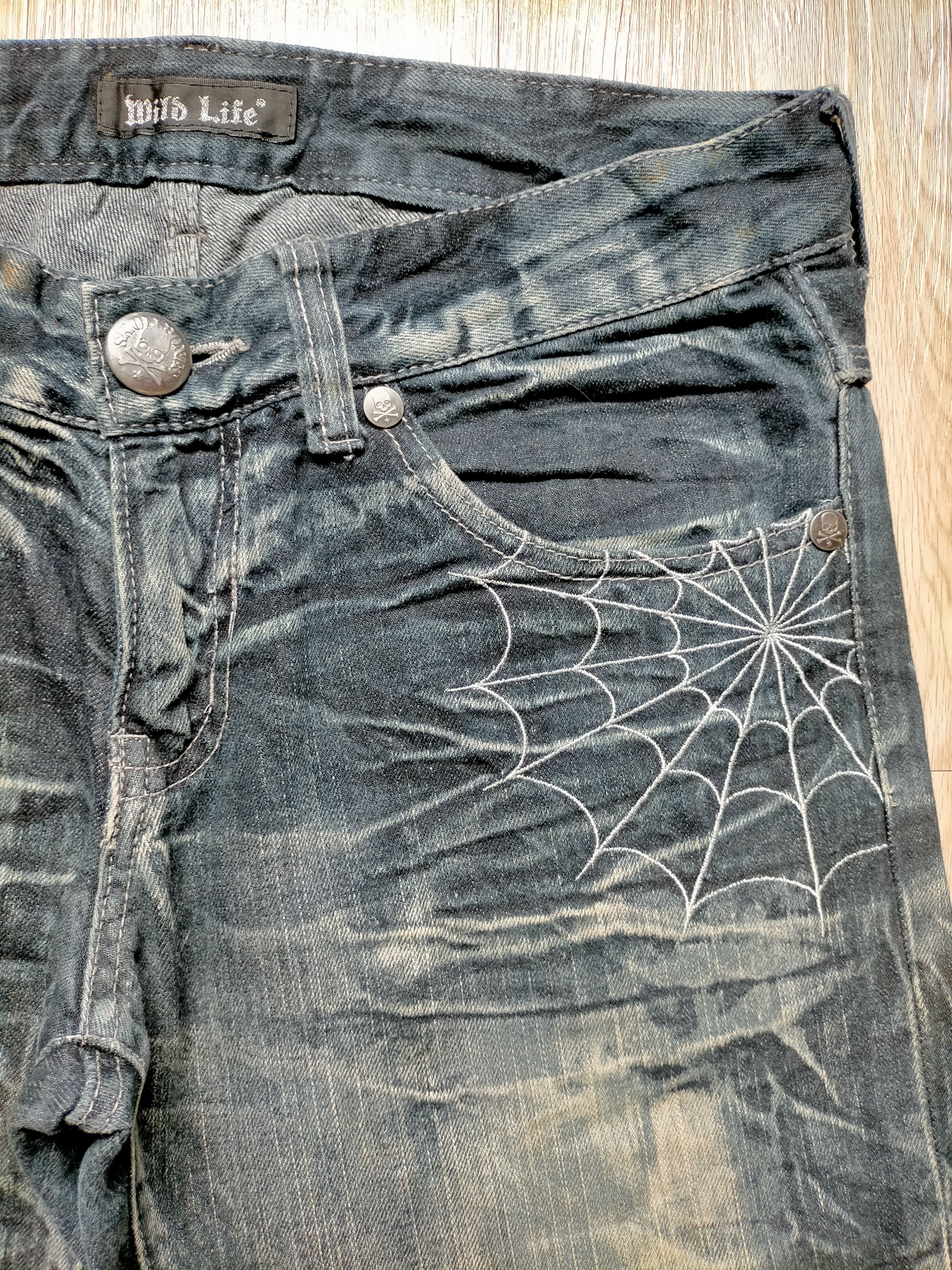 If Six Was Nine Flare Jeans Wild Life Embroidered Spider Boot cut denim Size US 33 - 6 Thumbnail