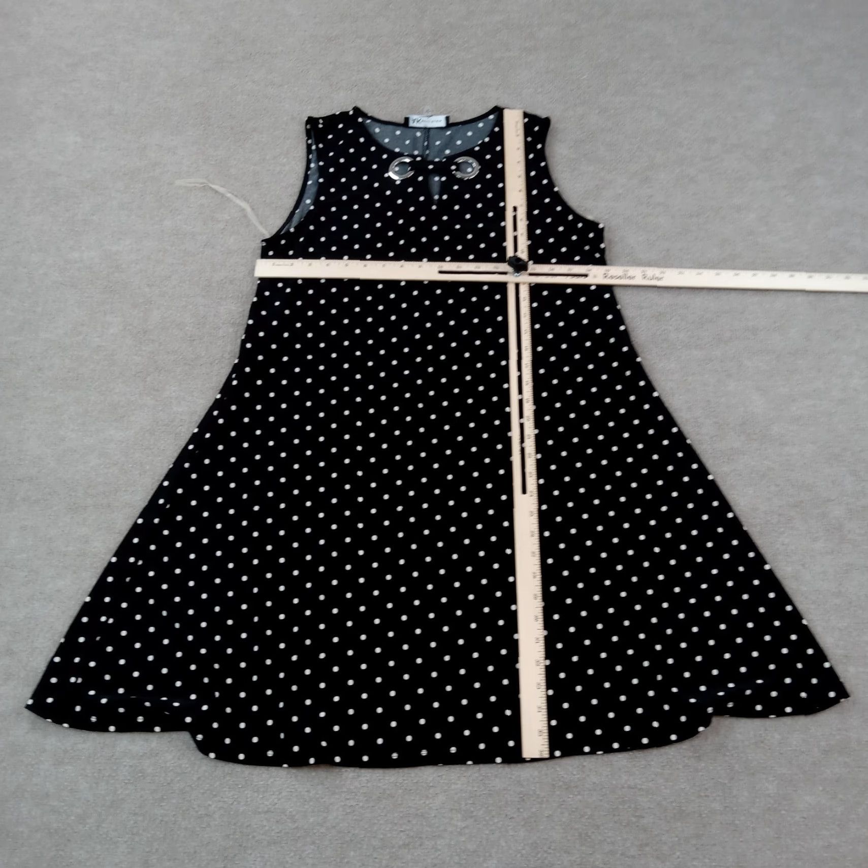 Anne Klein Anne Klein Dress Womens Large Black White Polka Dot Flowy Sleeveless Knit Size L / US 10 / IT 46 - 2 Thumbnail